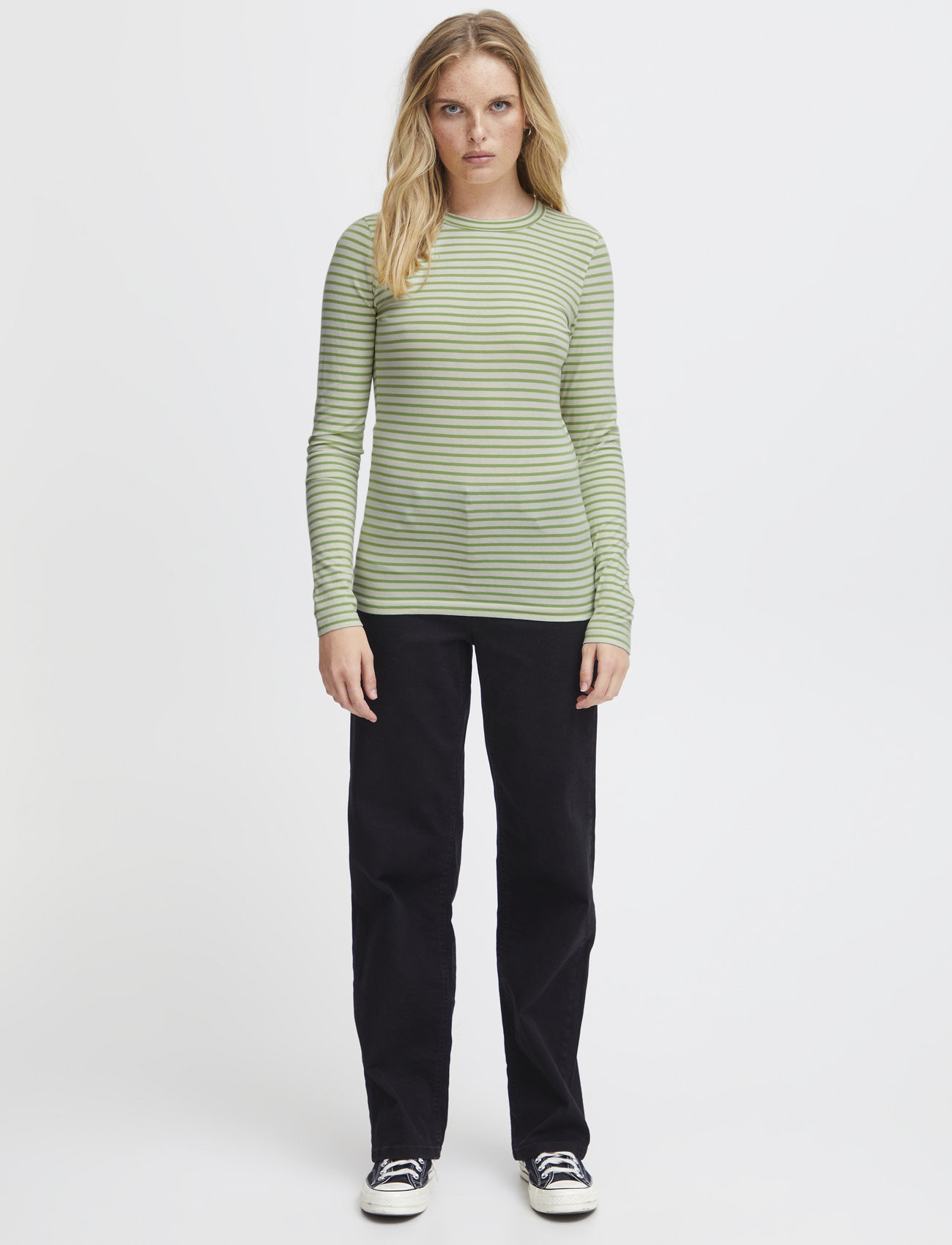 ICHI - IHMIRA LS - langermede skjorter - green tea stripe - 1