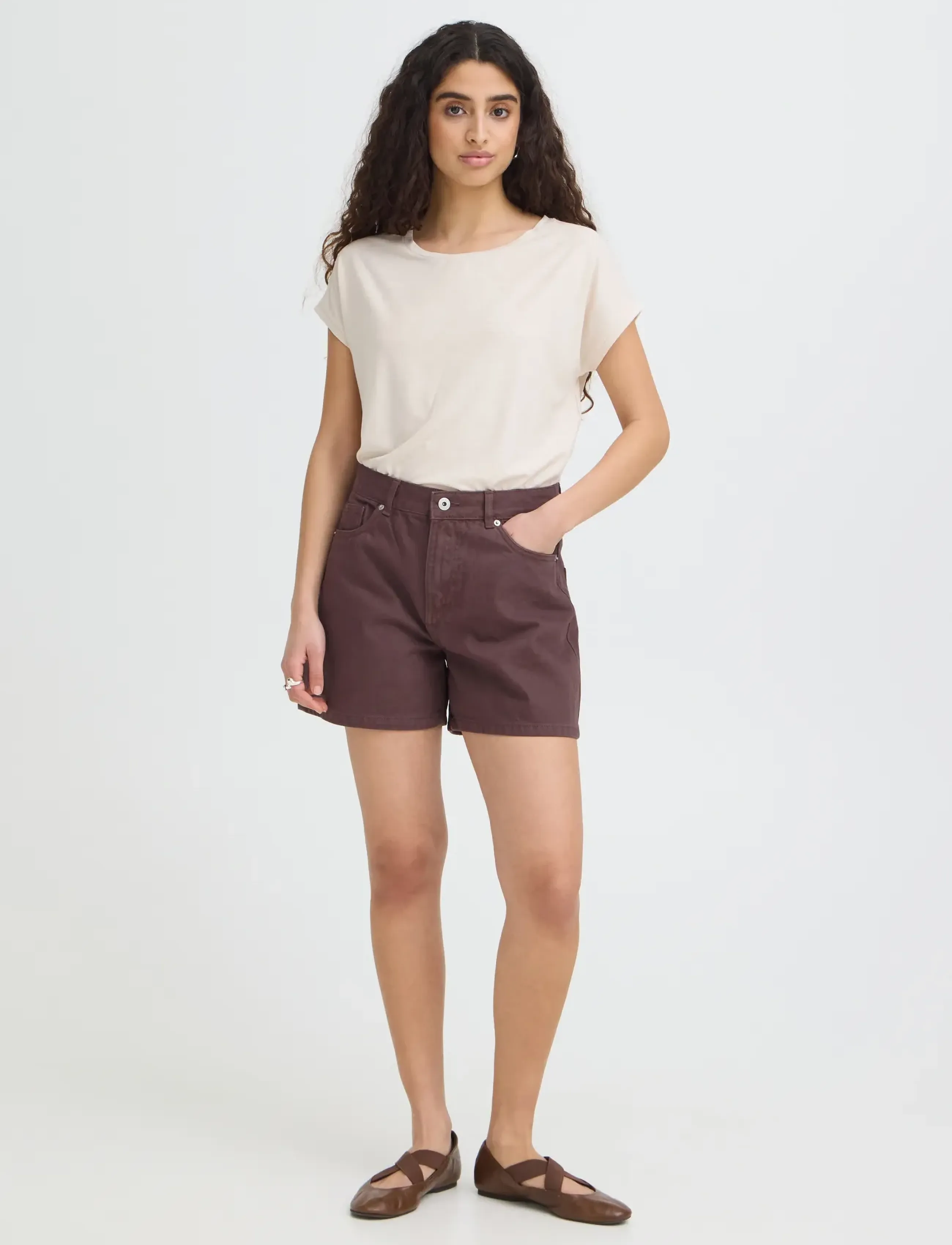 ICHI - IHAVENY SHO - short en jeans - chicory coffee melange - 4