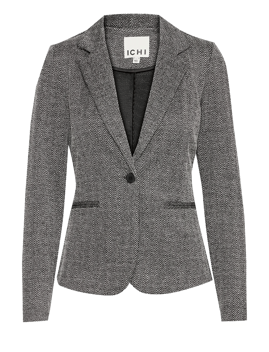 ICHI - IHKATE JACQUARD BL4 - blazers met één knopenrij - black/white herringbone - 1