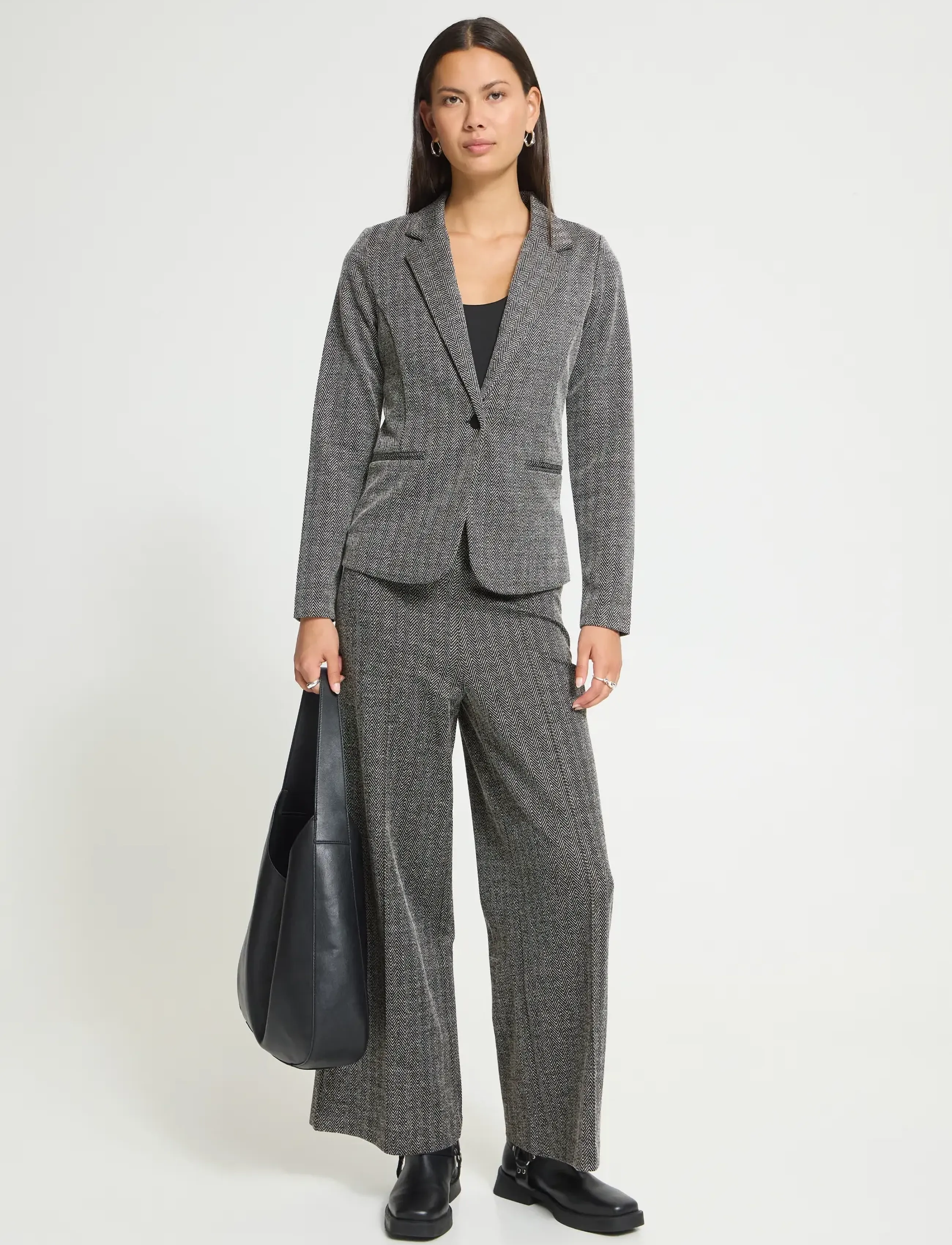 ICHI - IHKATE JACQUARD BL4 - enkeltradede blazere - black/white herringbone - 0