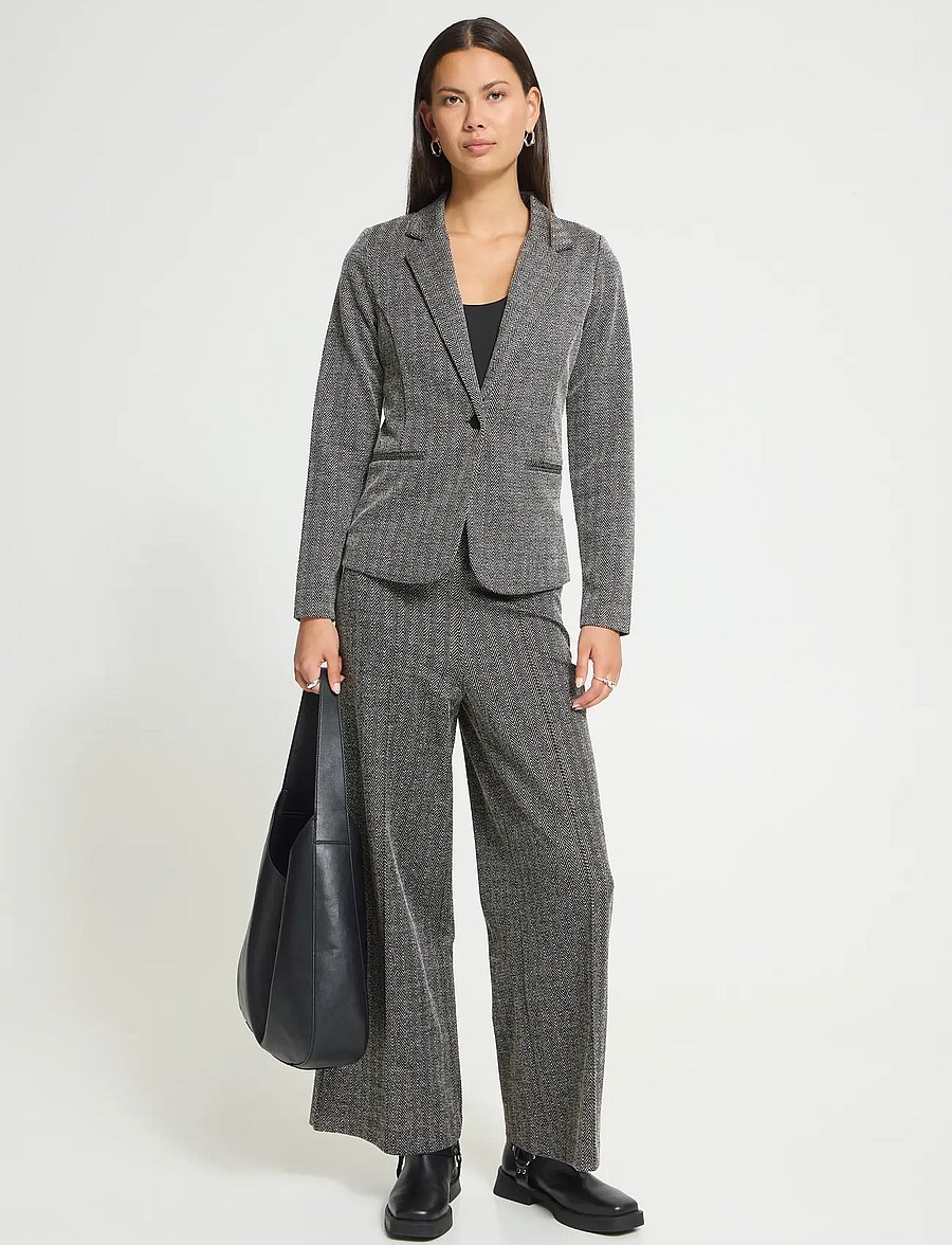 ICHI - IHKATE JACQUARD BL4 - enkeltradede blazere - black/white herringbone - 0