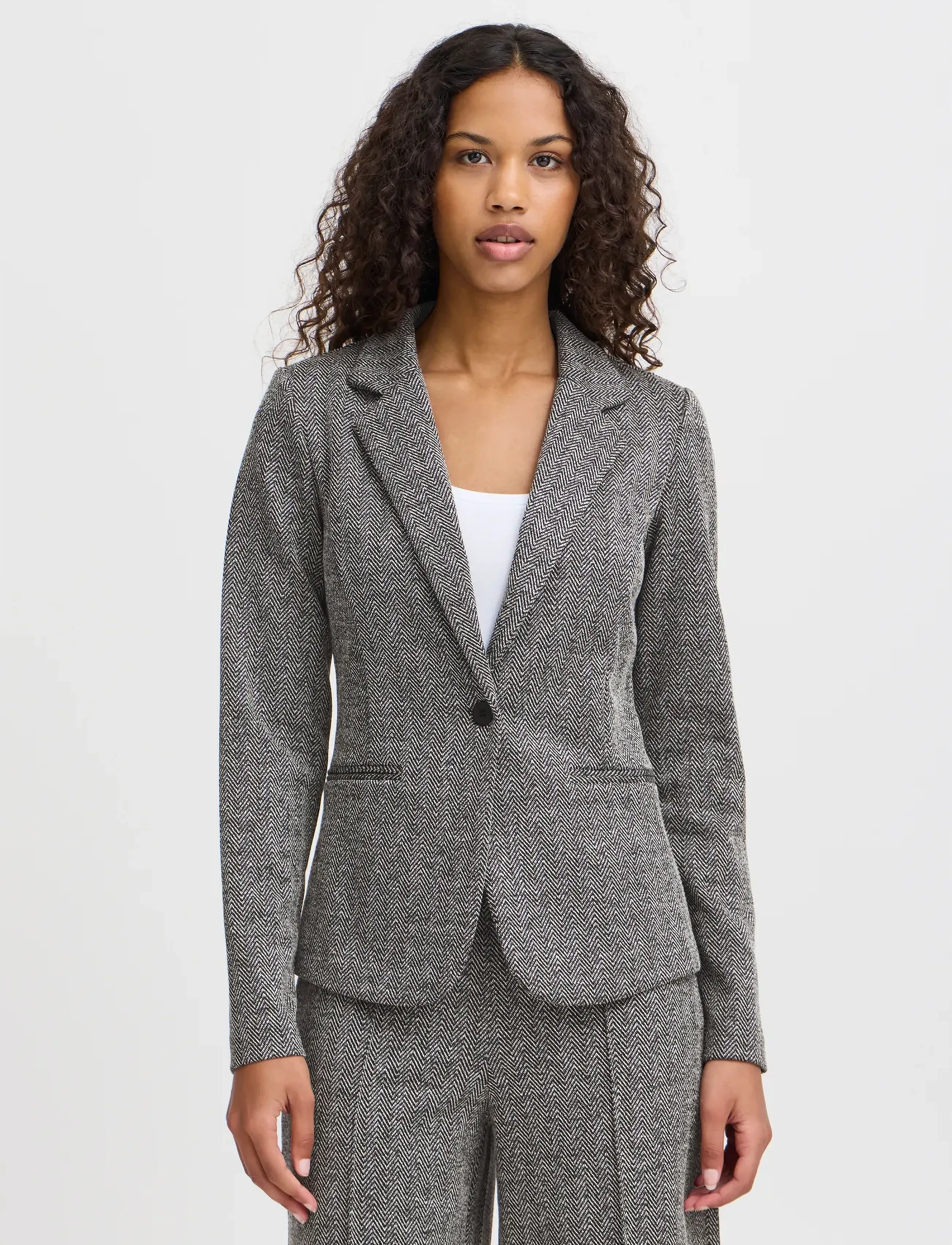 ICHI - IHKATE JACQUARD BL4 - blazers met één knopenrij - black/white herringbone - 4