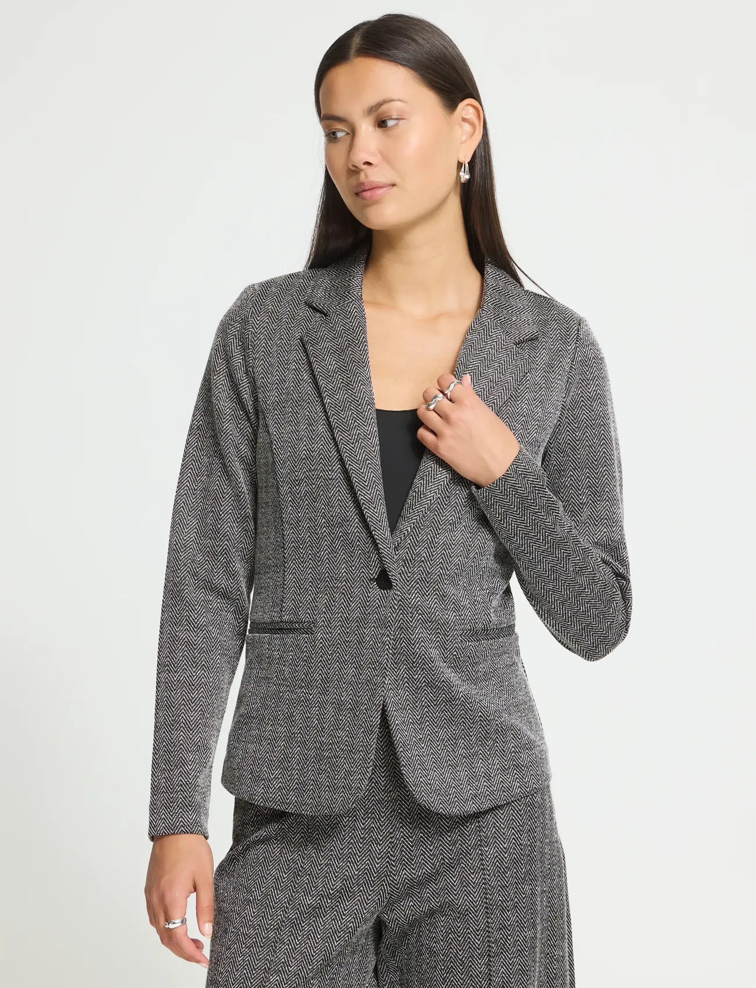 ICHI - IHKATE JACQUARD BL4 - einreihige blazer - black/white herringbone - 5