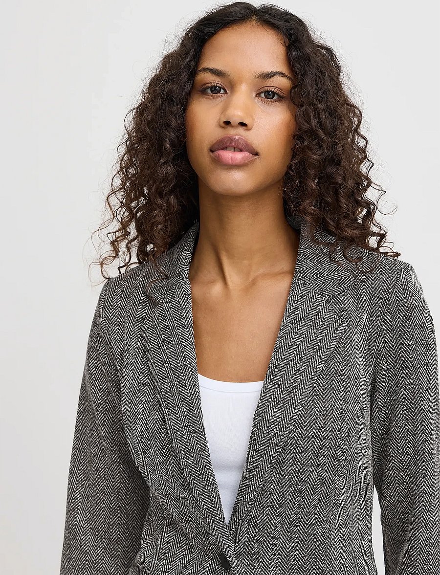 ICHI - IHKATE JACQUARD BL4 - blazers met één knopenrij - black/white herringbone - 5