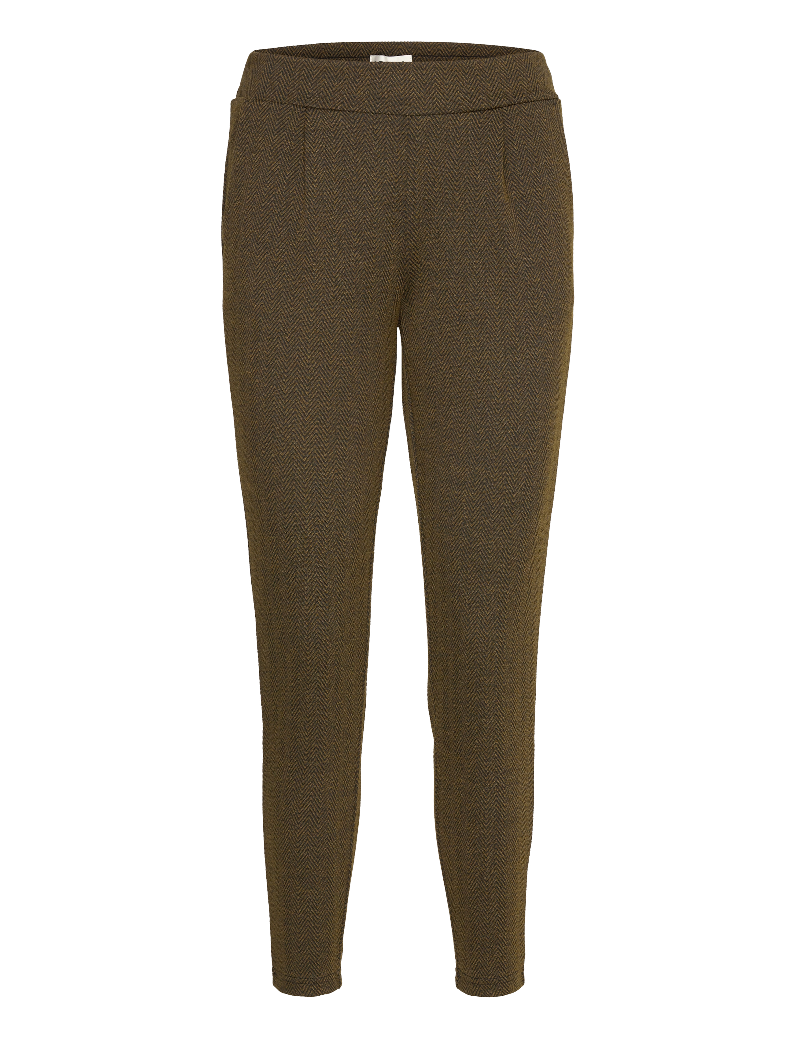 ICHI IHKATE JACQUARD PA8 - Housut - BLACK/LIZARD HERRINGBONE / brown