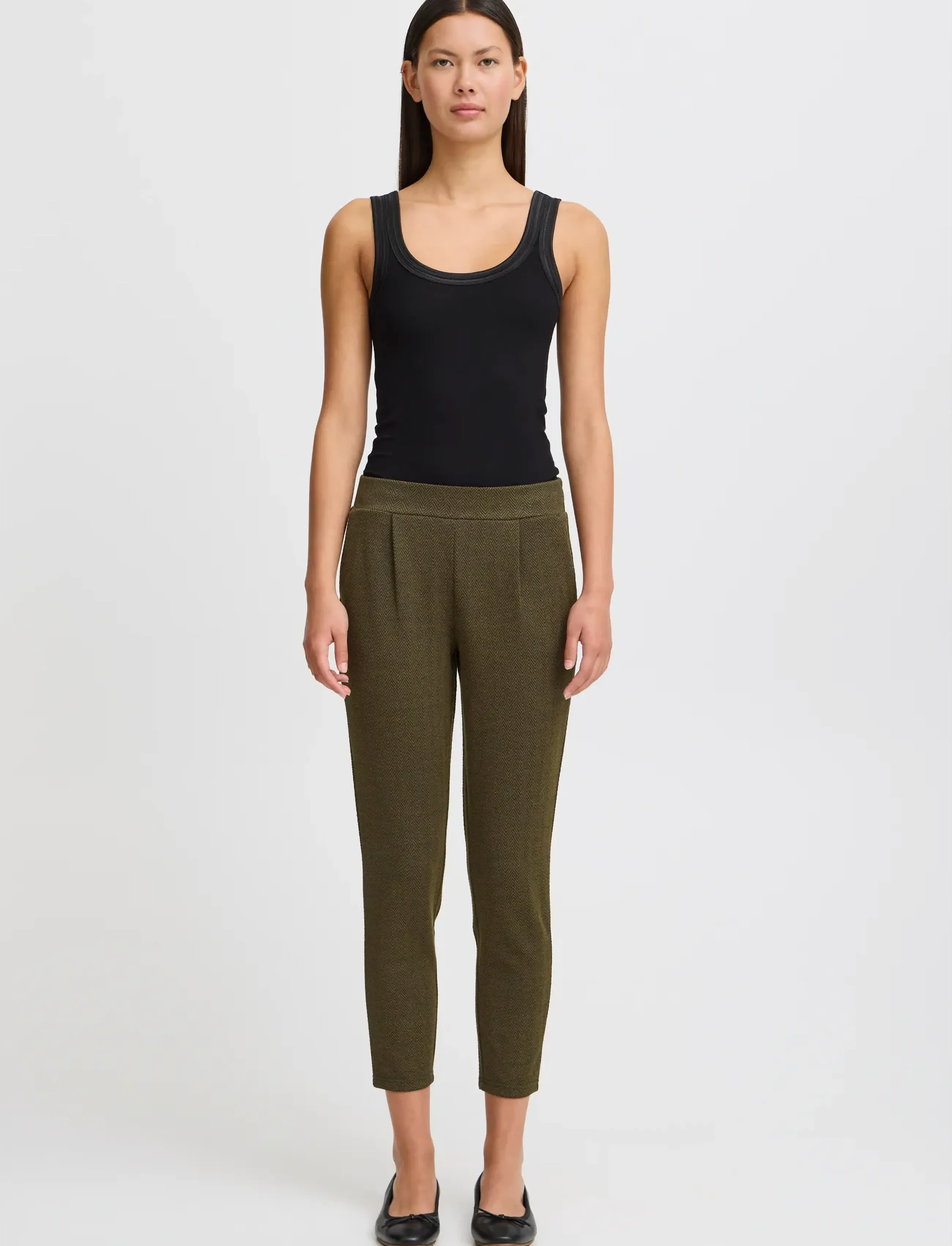 ICHI IHKATE JACQUARD PA8 - ICHI - BLACK/LIZARD HERRINGBONE / brown