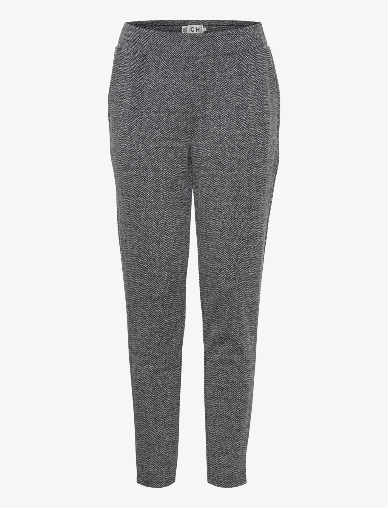 ICHI IHKATE JACQUARD PA8 - Housut - BLACK/WHITE HERRINGBONE / grey