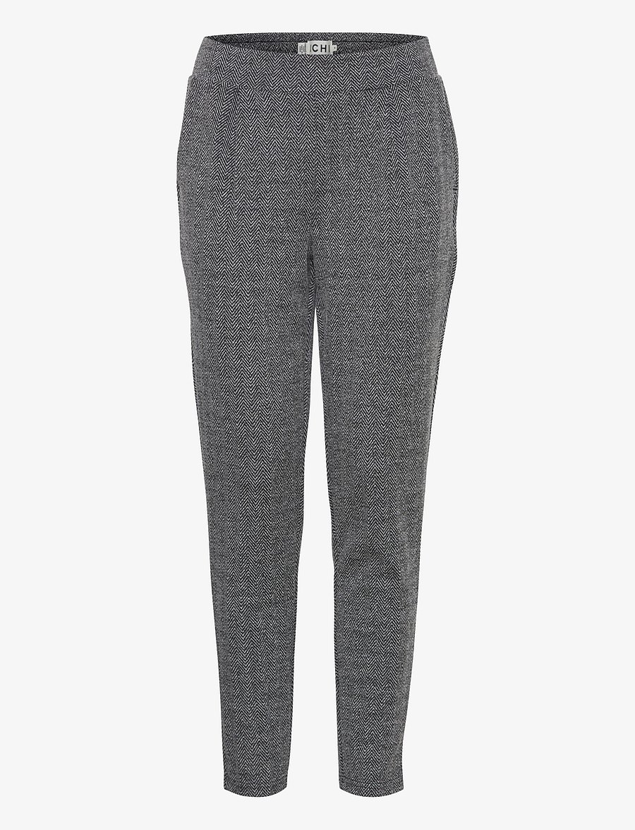 ICHI - IHKATE JACQUARD PA8 - kostymbyxor - black/white herringbone - 1