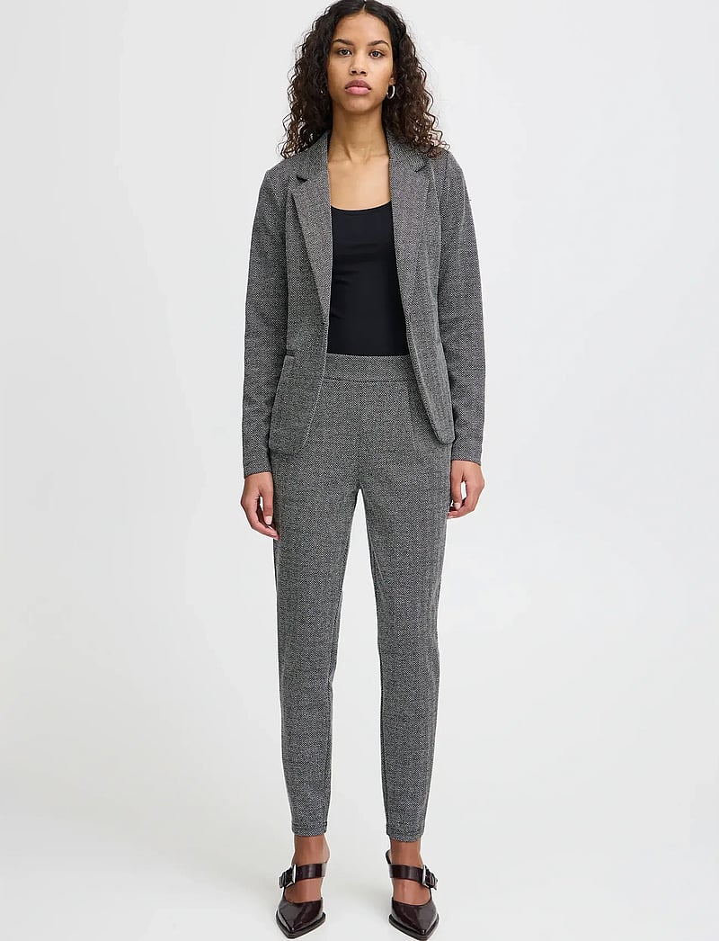 ICHI - IHKATE JACQUARD PA8 - pidulikud püksid - black/white herringbone - 0