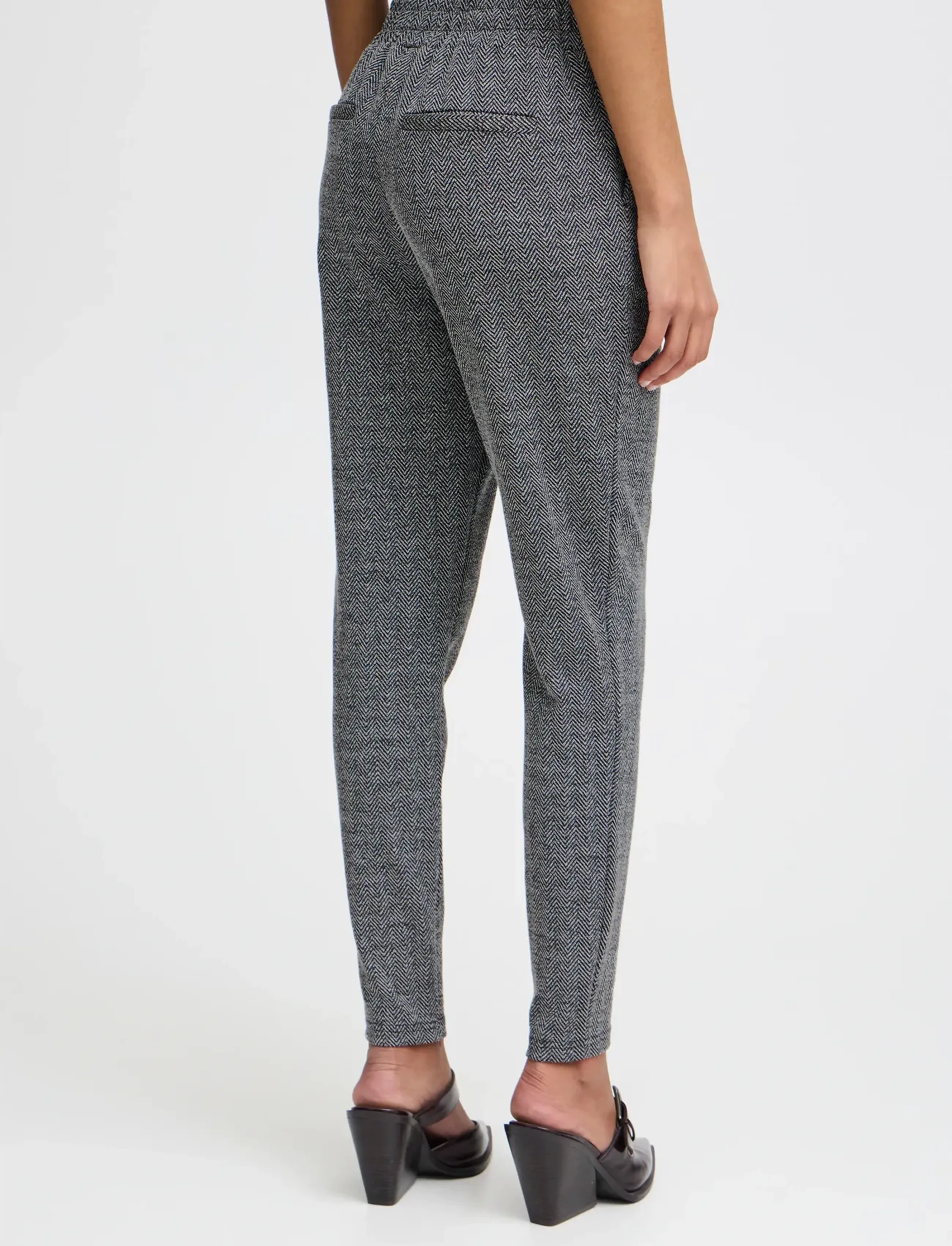 ICHI - IHKATE JACQUARD PA8 - kostymbyxor - black/white herringbone - 3