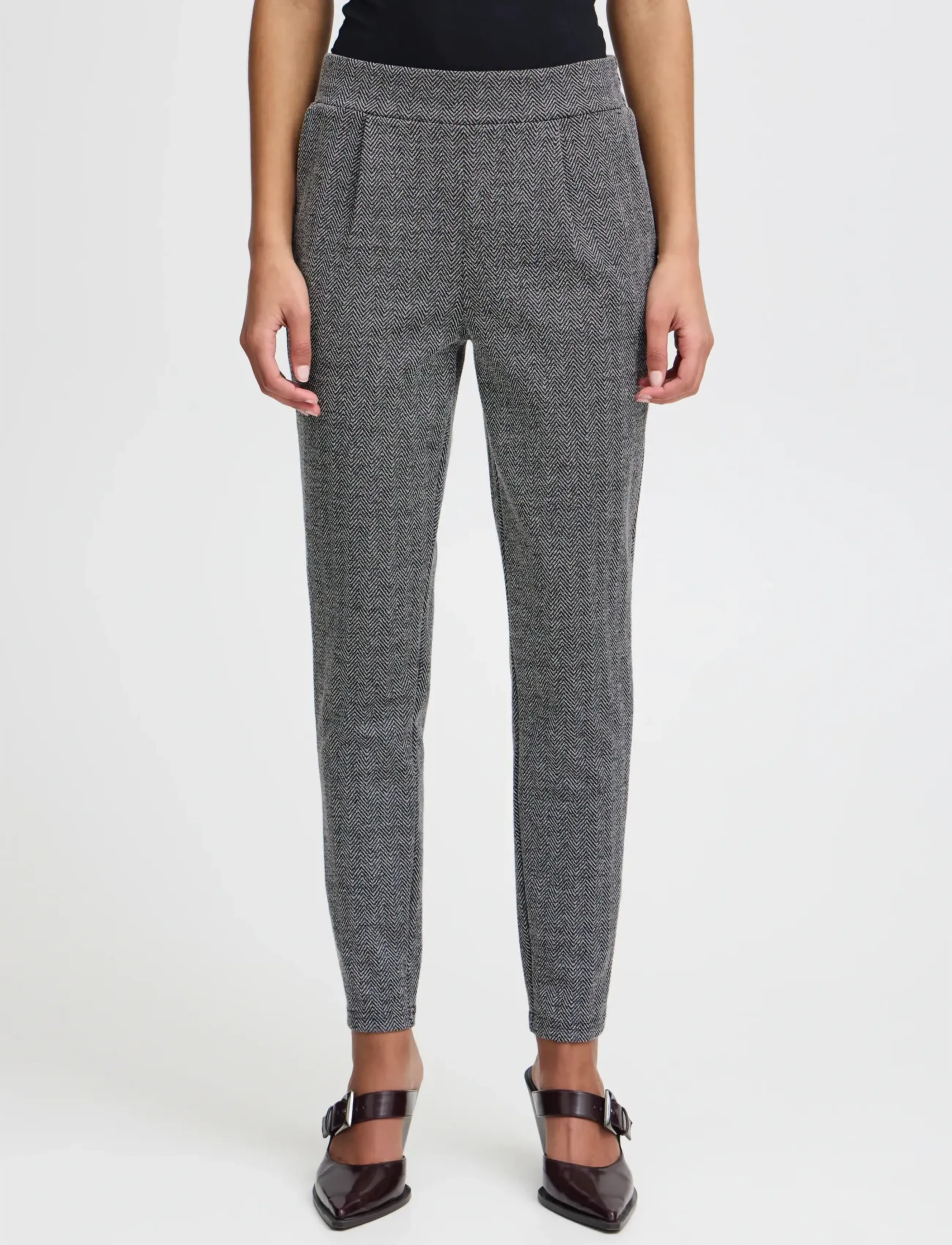 ICHI - IHKATE JACQUARD PA8 - kostymbyxor - black/white herringbone - 4