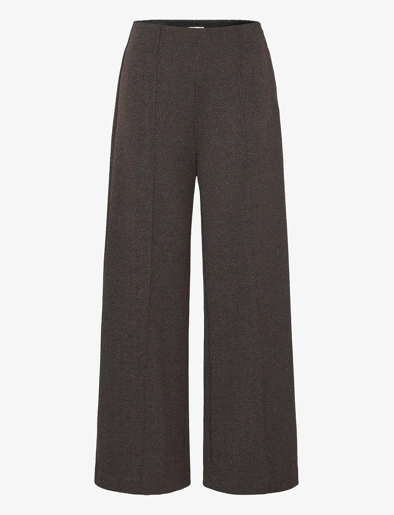 ICHI - IHKATE JACQUARD PA9 - wide leg trousers - black brown herringbone - 1