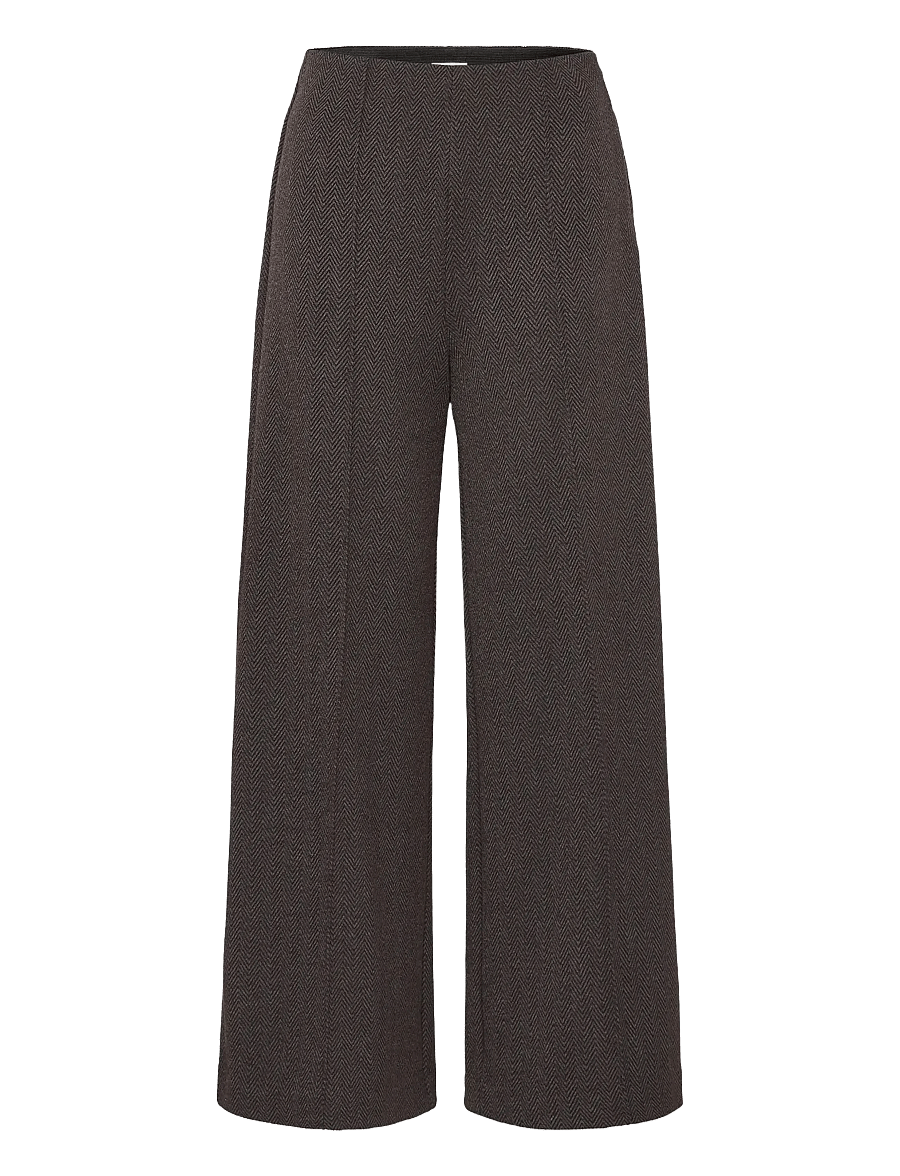 ICHI - IHKATE JACQUARD PA9 - hosen mit weitem bein - black brown herringbone - 1