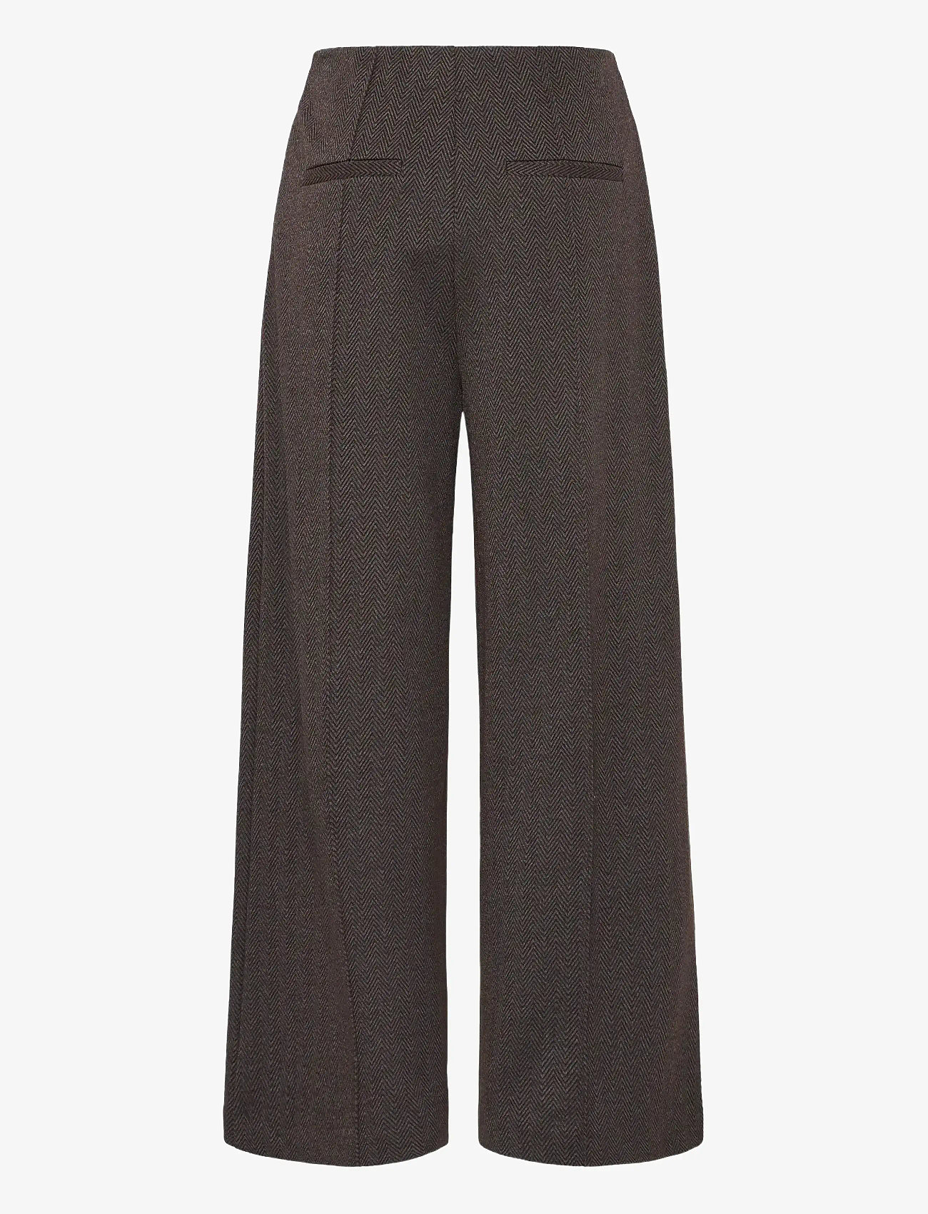 ICHI - IHKATE JACQUARD PA9 - wide leg trousers - black brown herringbone - 2