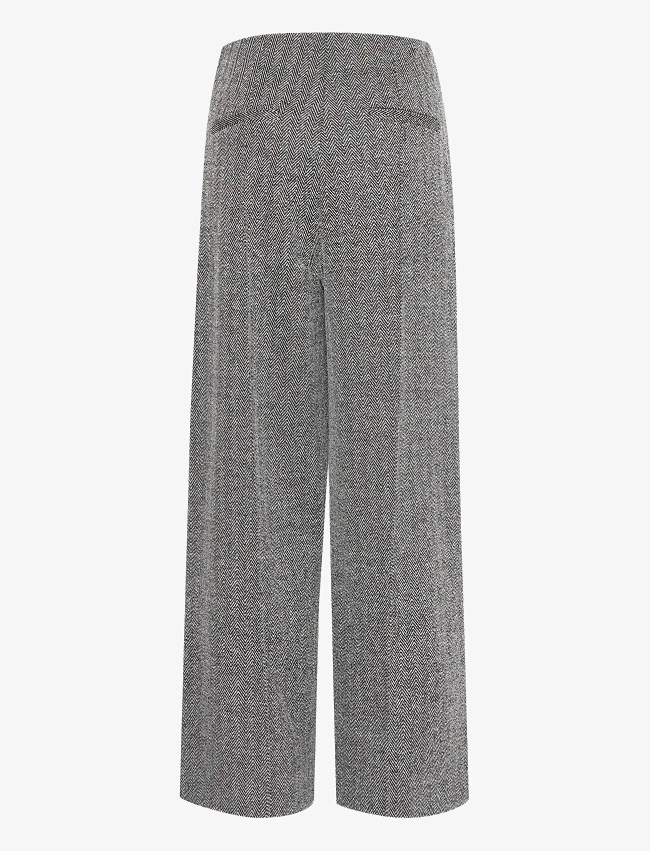 ICHI - IHKATE JACQUARD PA9 - hosen mit weitem bein - black/white herringbone - 2