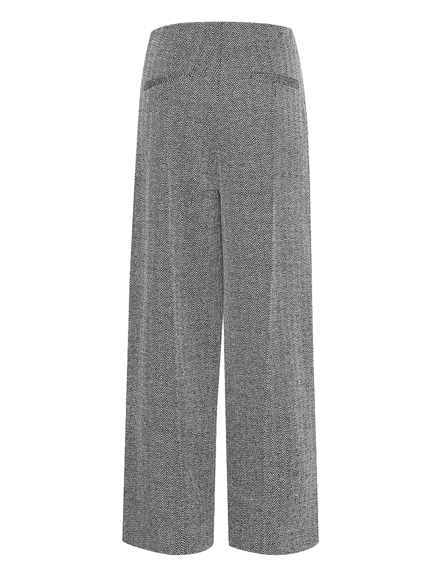 ICHI - IHKATE JACQUARD PA9 - wide leg trousers - black/white herringbone - 2