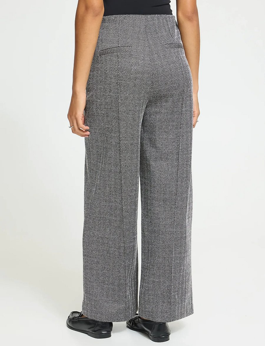 ICHI - IHKATE JACQUARD PA9 - wide leg trousers - black/white herringbone - 3
