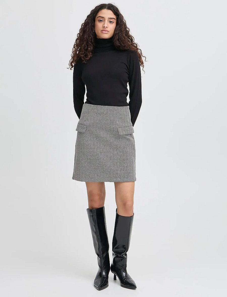 ICHI - IHKATE JACQUARD SK5 - short skirts - black/white herringbone - 0
