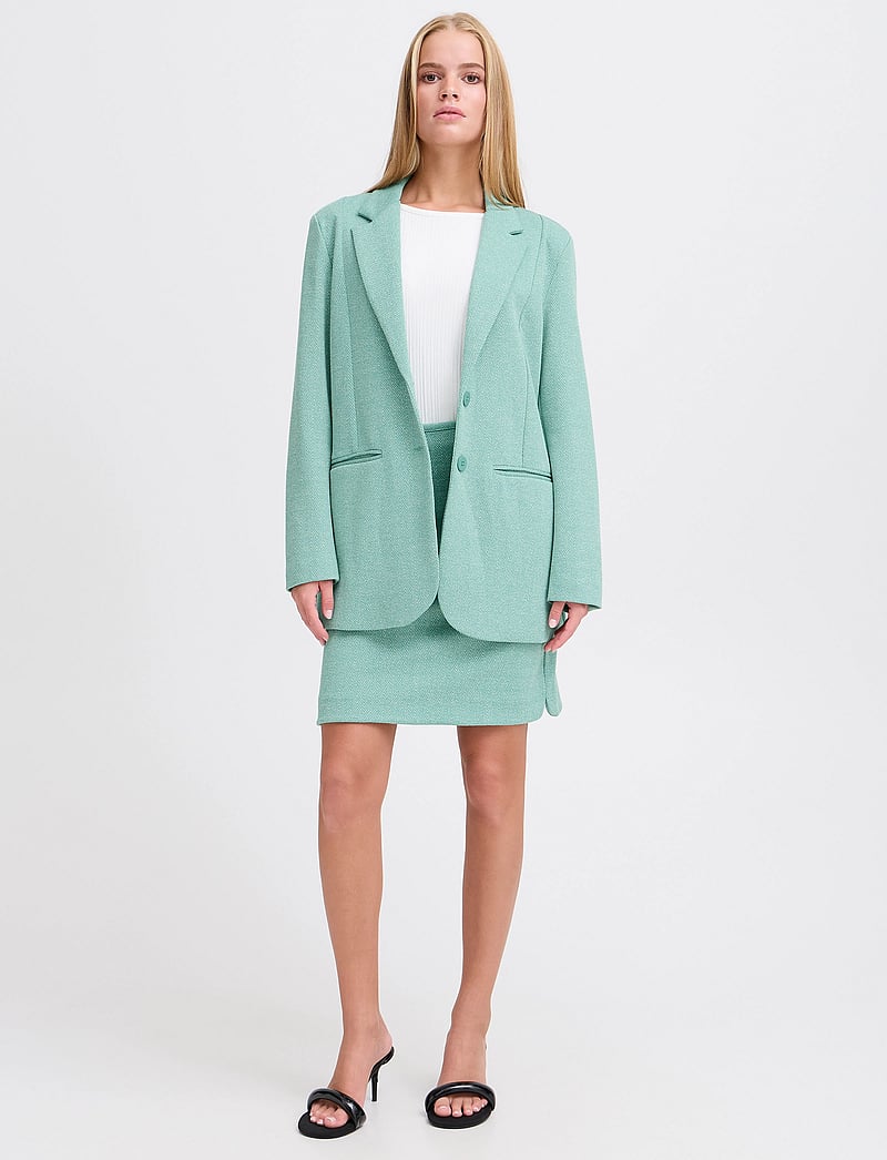 ICHI - IHKATE JACQUARD SK5 - kurze röcke - beryl green/almond herringbone - 0