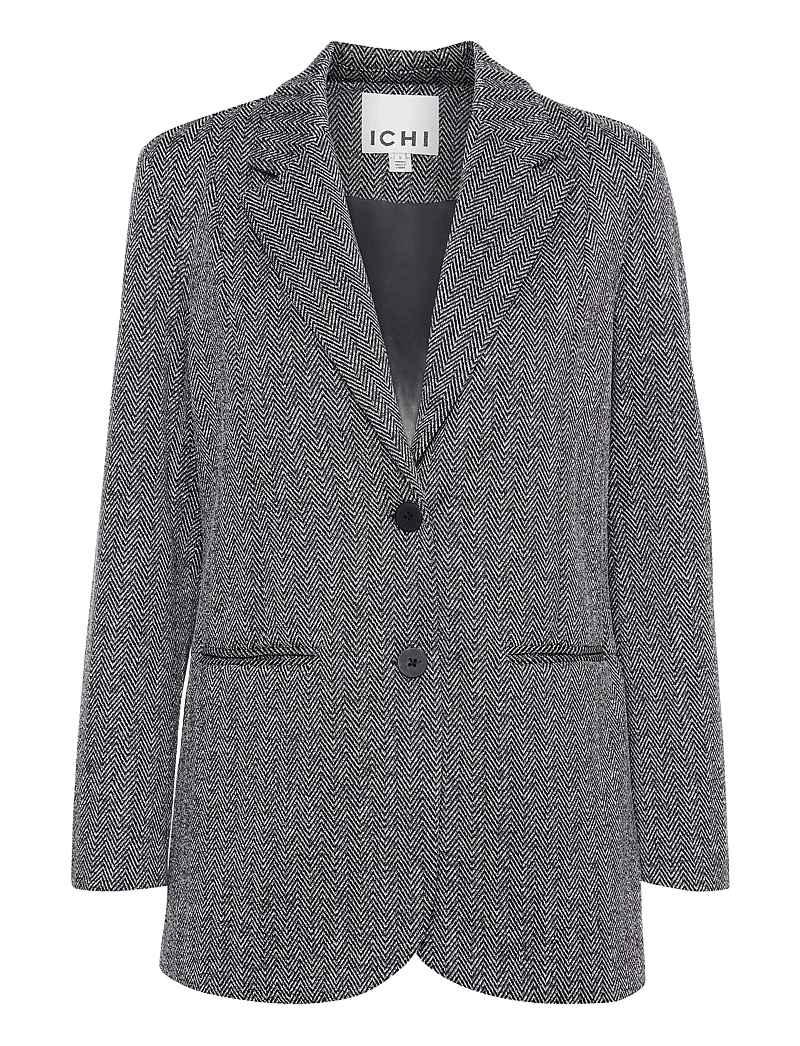 ICHI - IHKATE JACQUARD OVERSIZE BL - enkeltradede blazere - black/white herringbone - 1