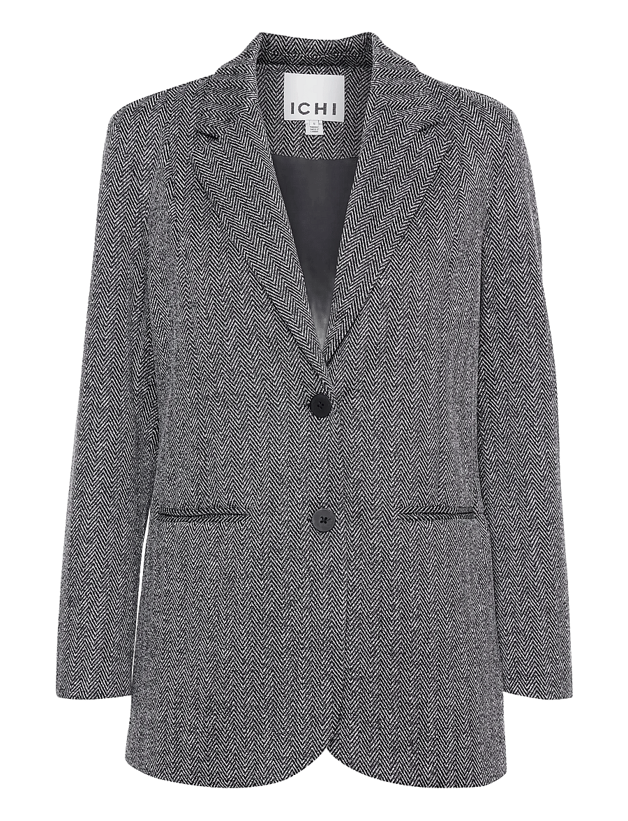 ICHI - IHKATE JACQUARD OVERSIZE BL - yksiriviset bleiserit - black/white herringbone - 1