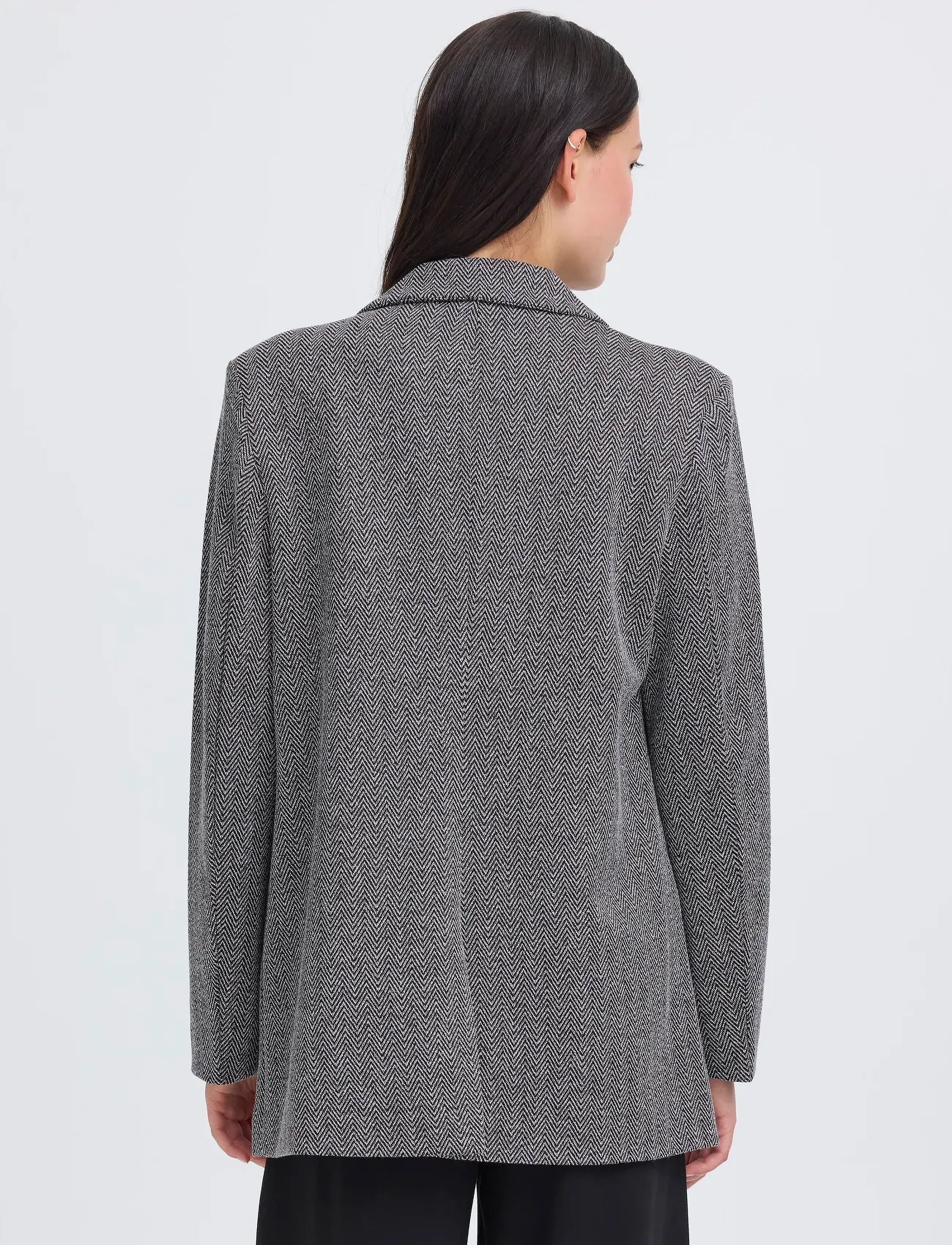 ICHI - IHKATE JACQUARD OVERSIZE BL - einreihige blazer - black/white herringbone - 3