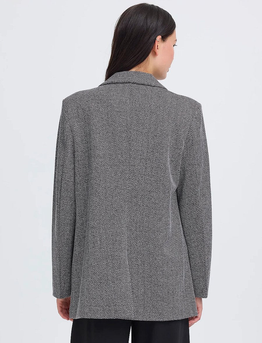 ICHI - IHKATE JACQUARD OVERSIZE BL - yksiriviset bleiserit - black/white herringbone - 3