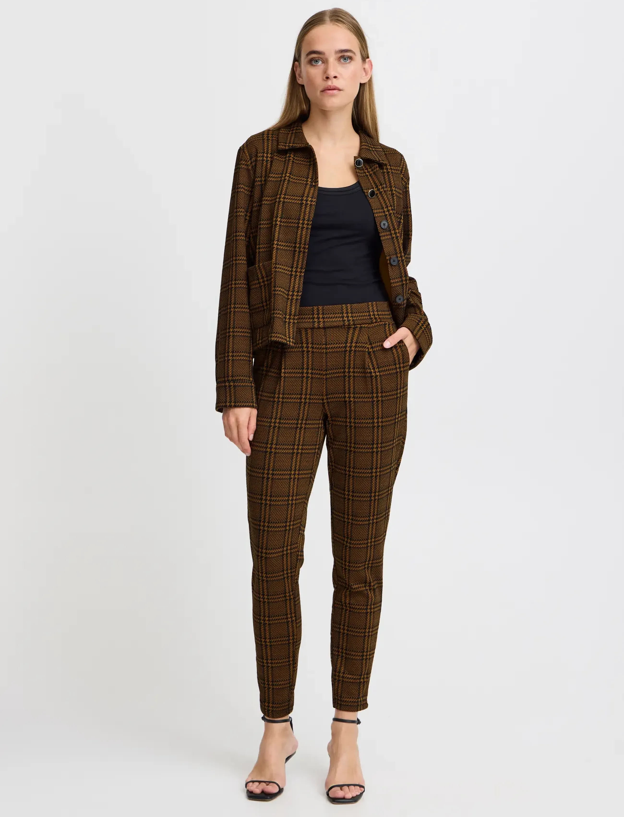 ICHI - IHKATE MOSLEY PA - slim fit hosen - monk's robe check jacquard - 4
