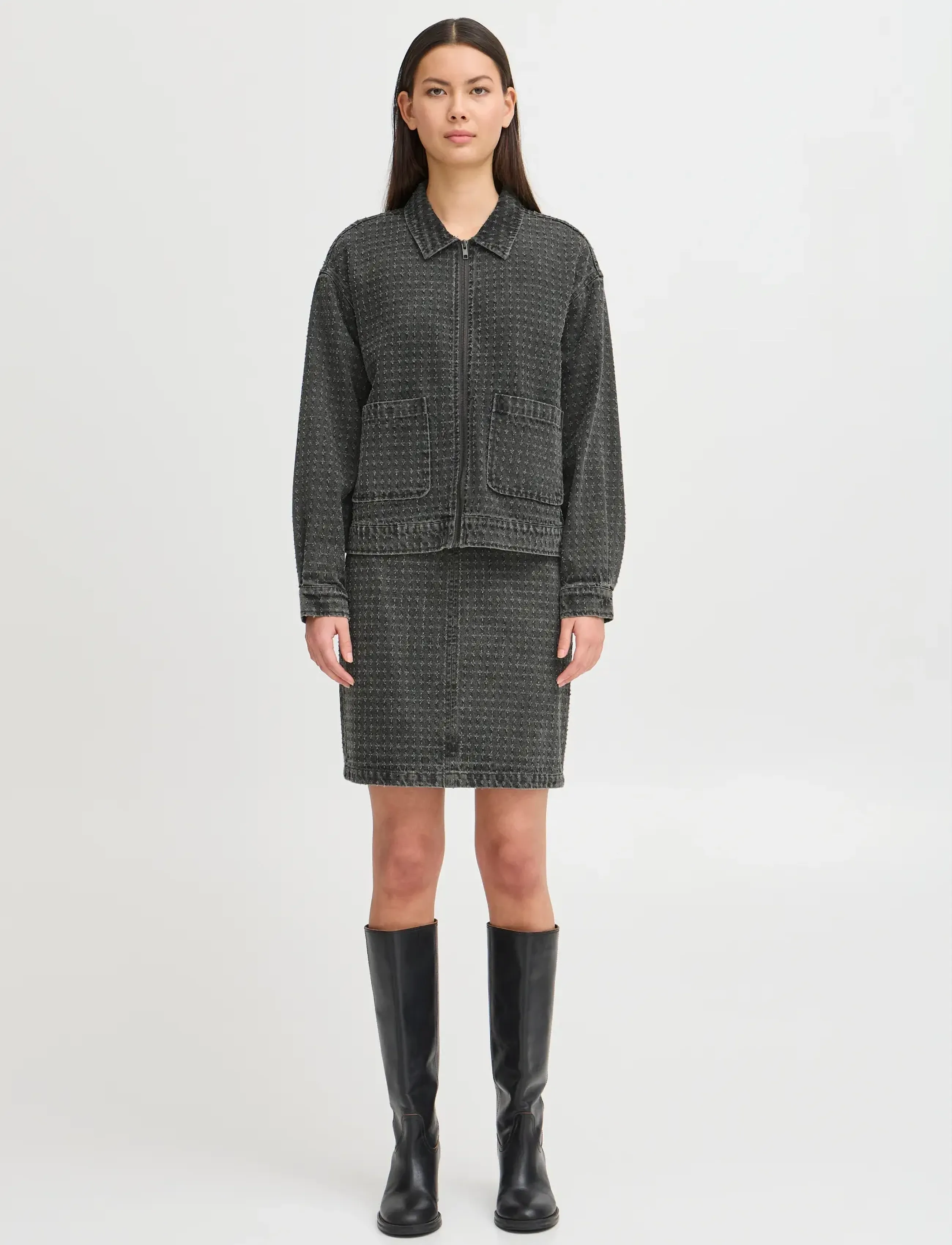 ICHI - IHANGELS SK - denimnederdele - washed black - 0