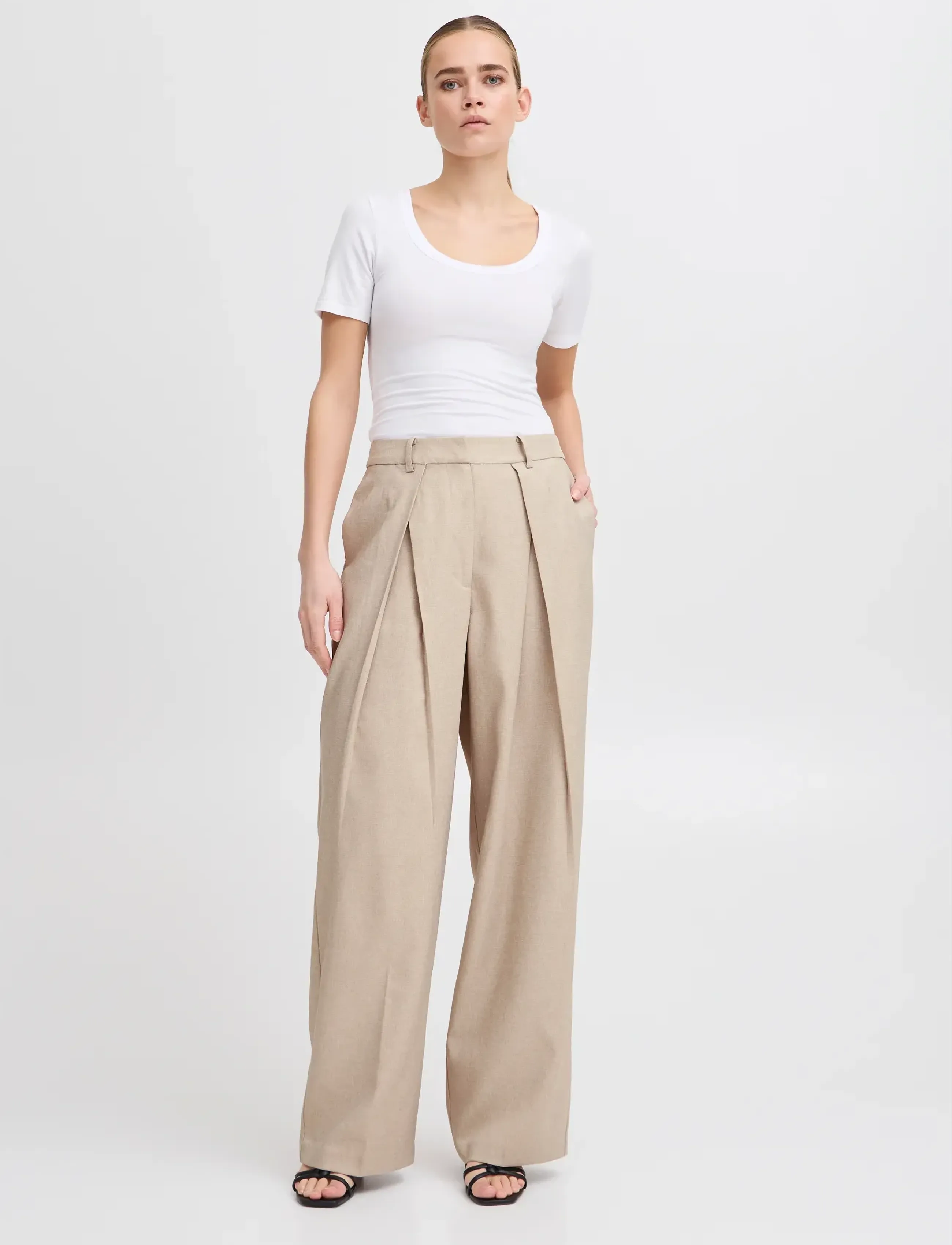 ICHI IHZIMMIE PA4 - Kollektionen - STRING MELANGE / beige