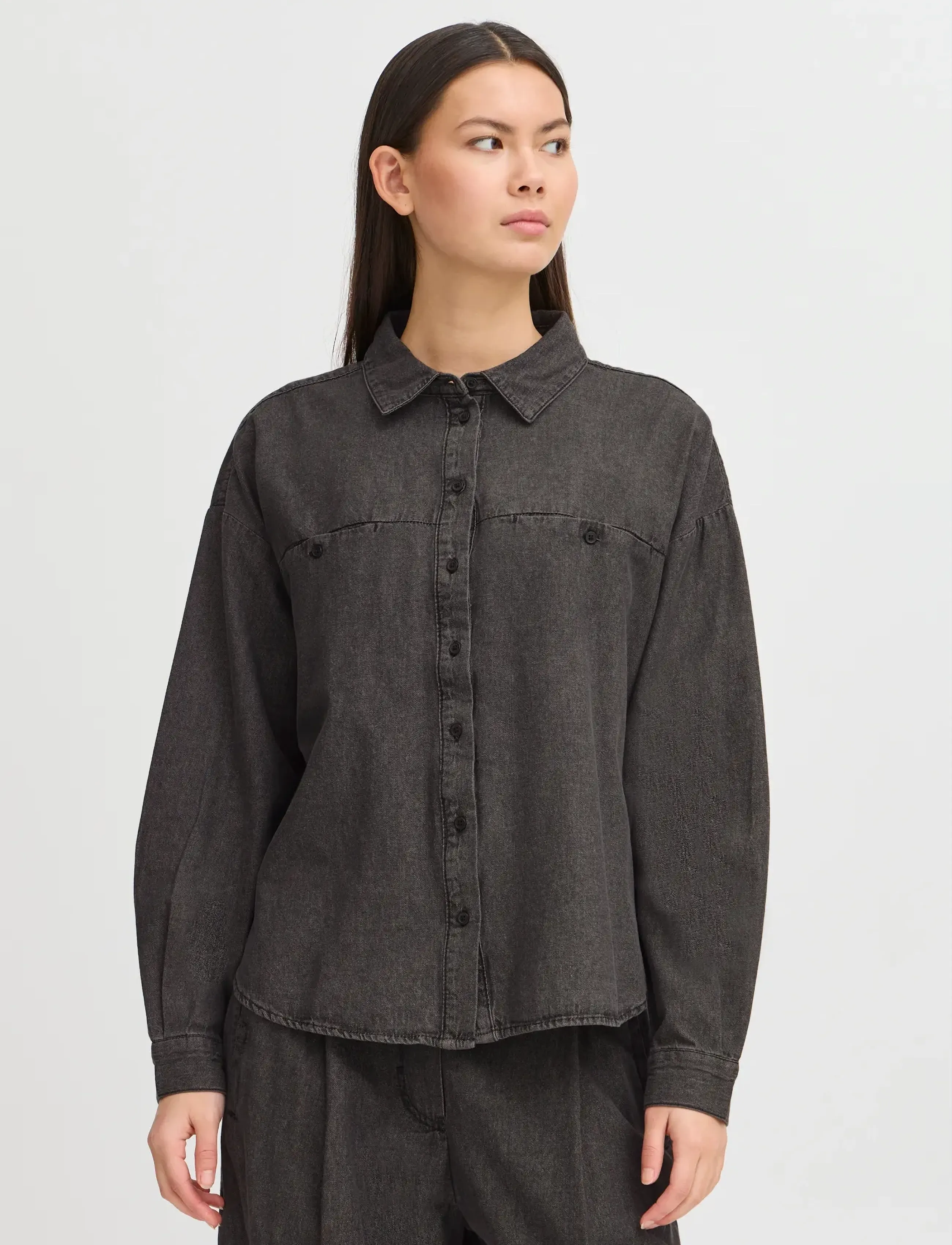 ICHI - IHARCHER SH - denimskjorter - washed black - 4