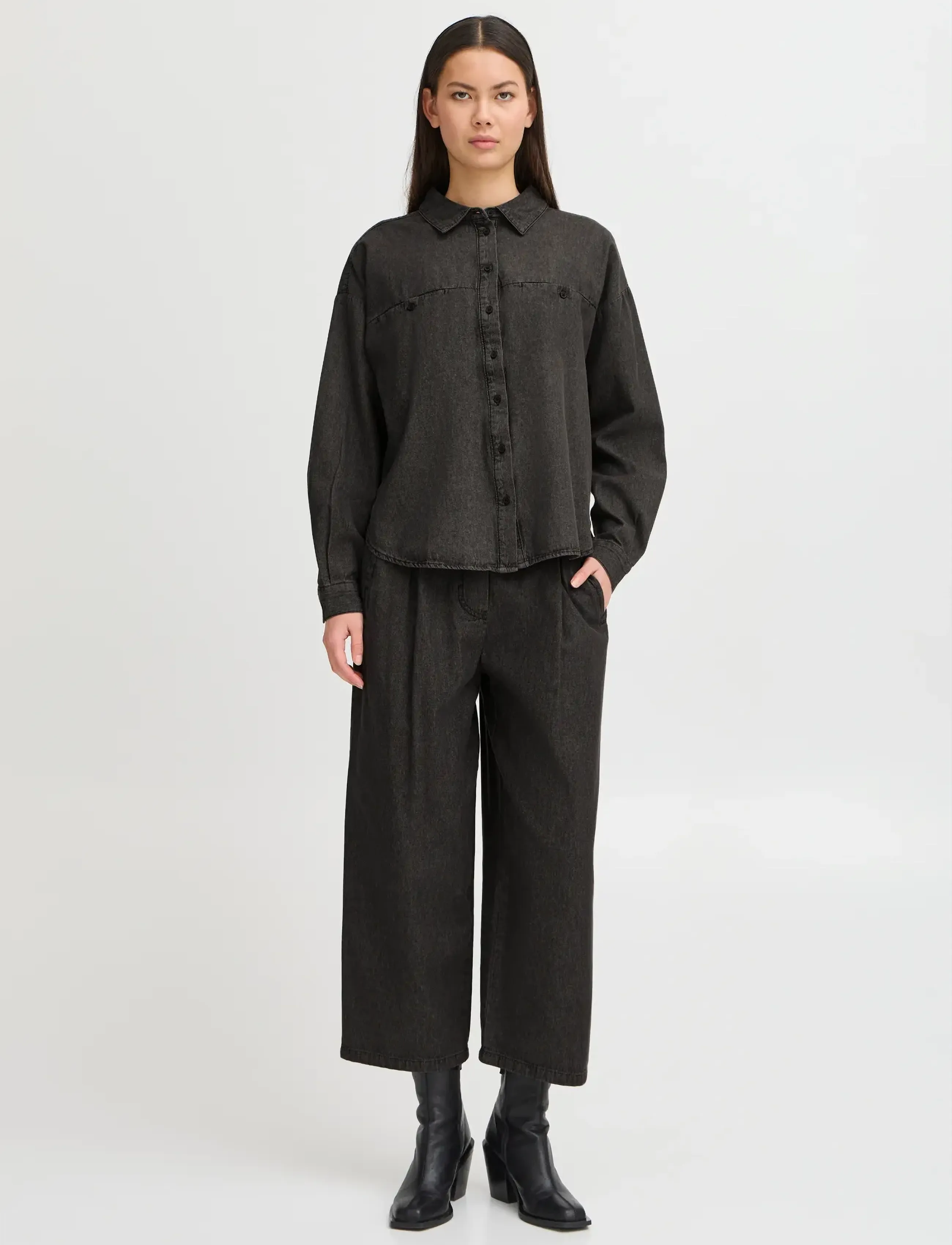 ICHI IHARCHER PA - Tøj - WASHED BLACK / black