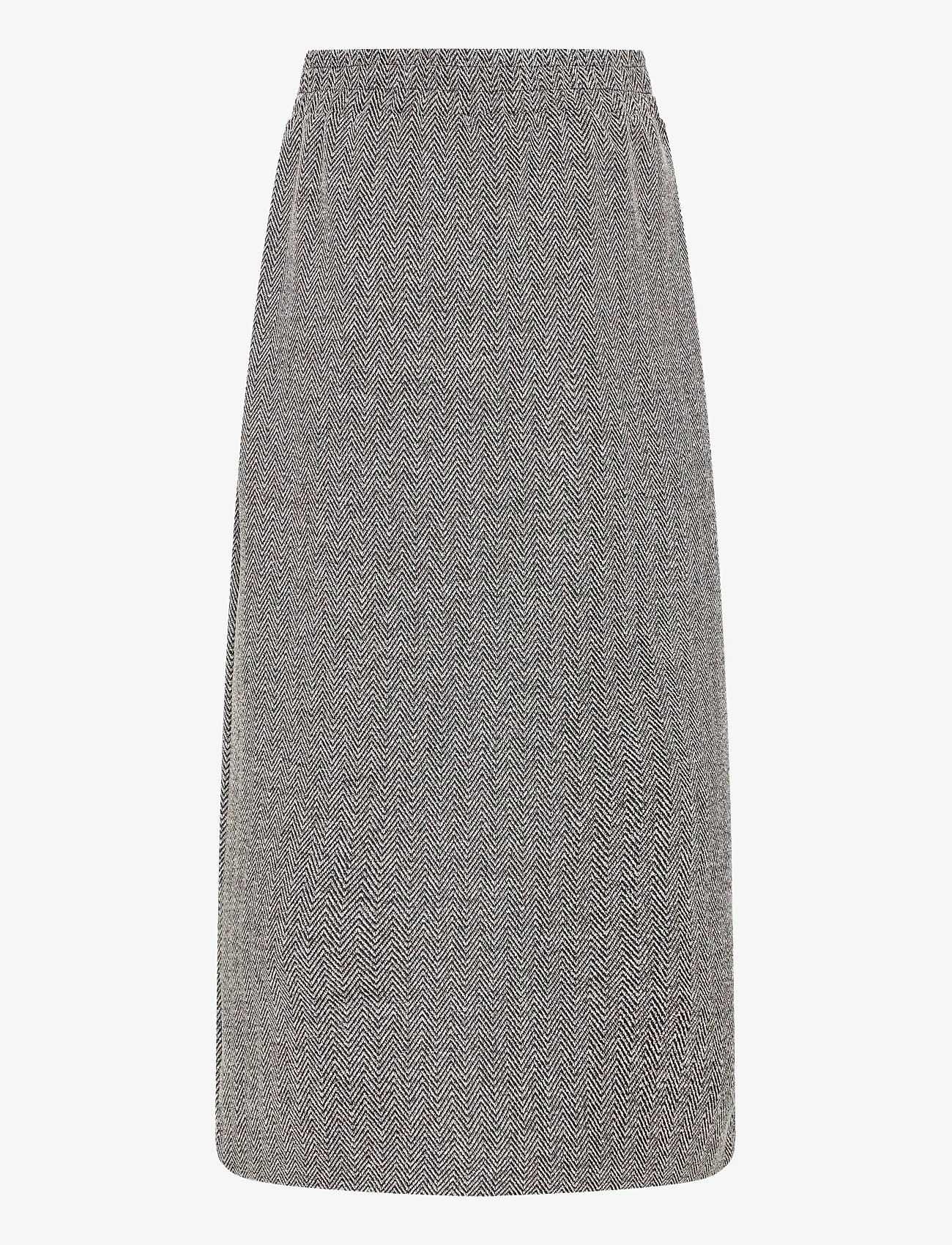 ICHI - IHKATE JACQUARD LONG SK - midi-röcke - black/white herringbone - 2