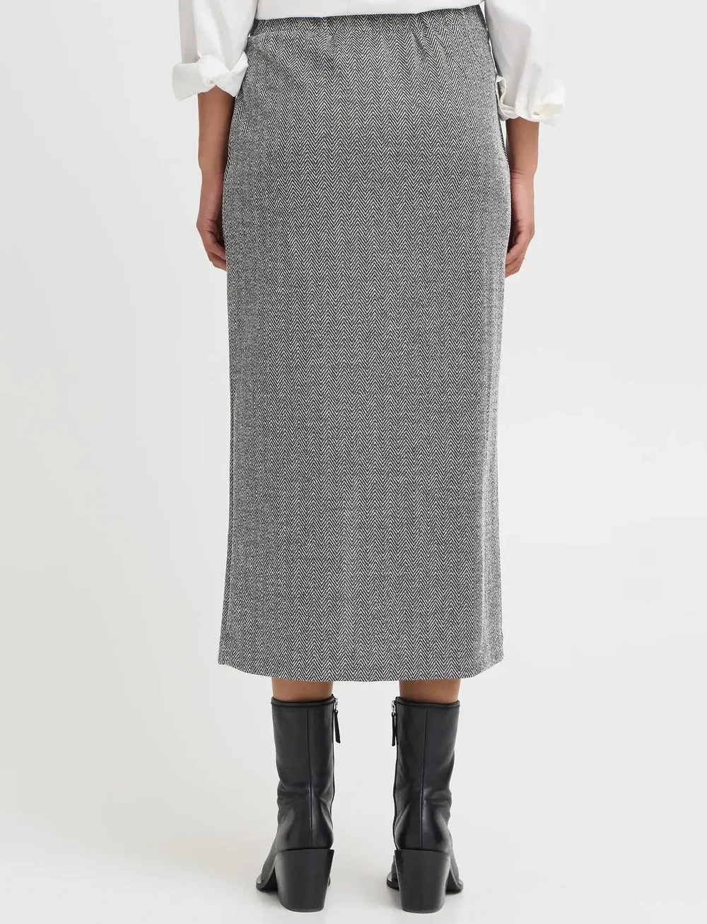 ICHI - IHKATE JACQUARD LONG SK - midi kjolar - black/white herringbone - 4