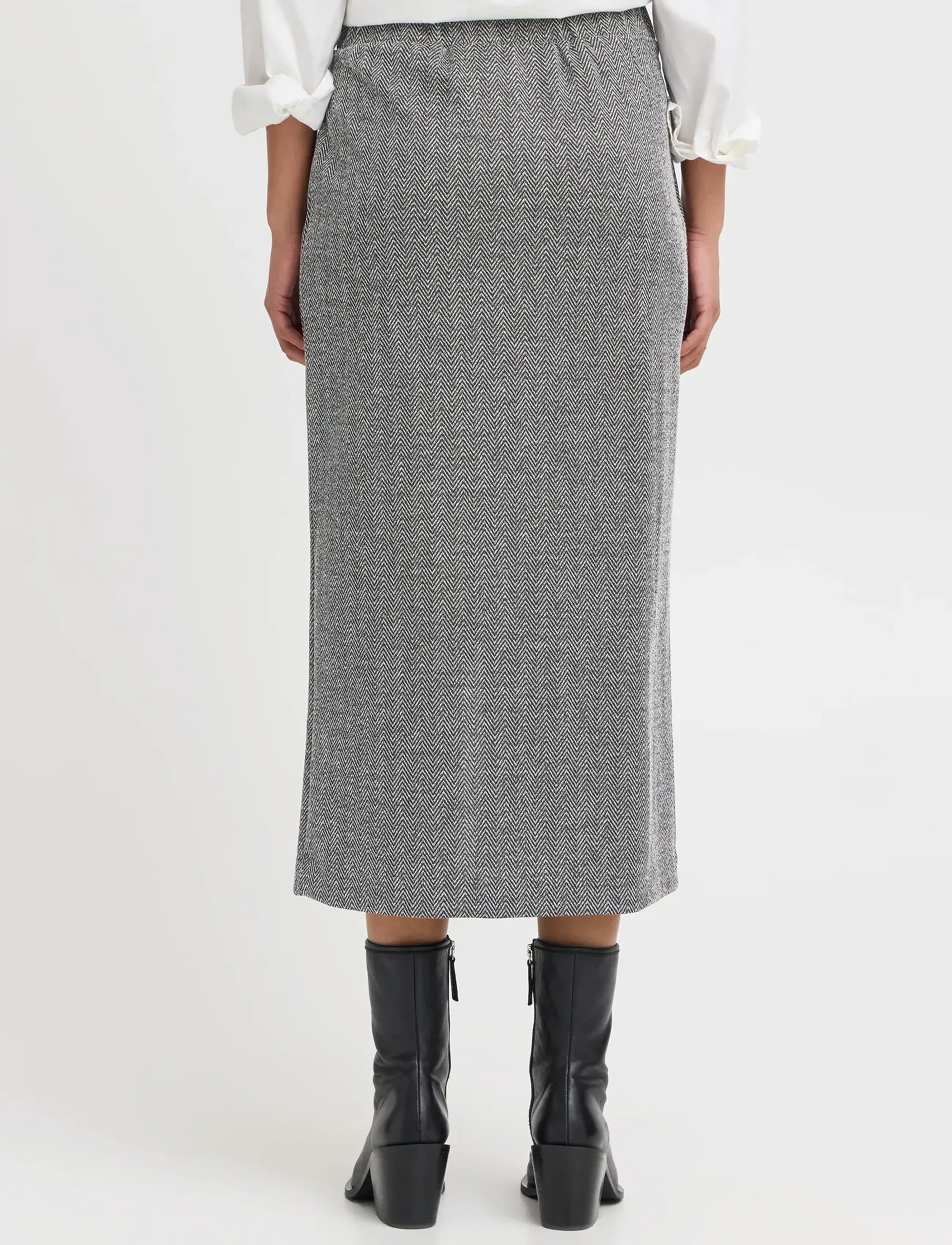 ICHI - IHKATE JACQUARD LONG SK - midi nederdele - black/white herringbone - 4