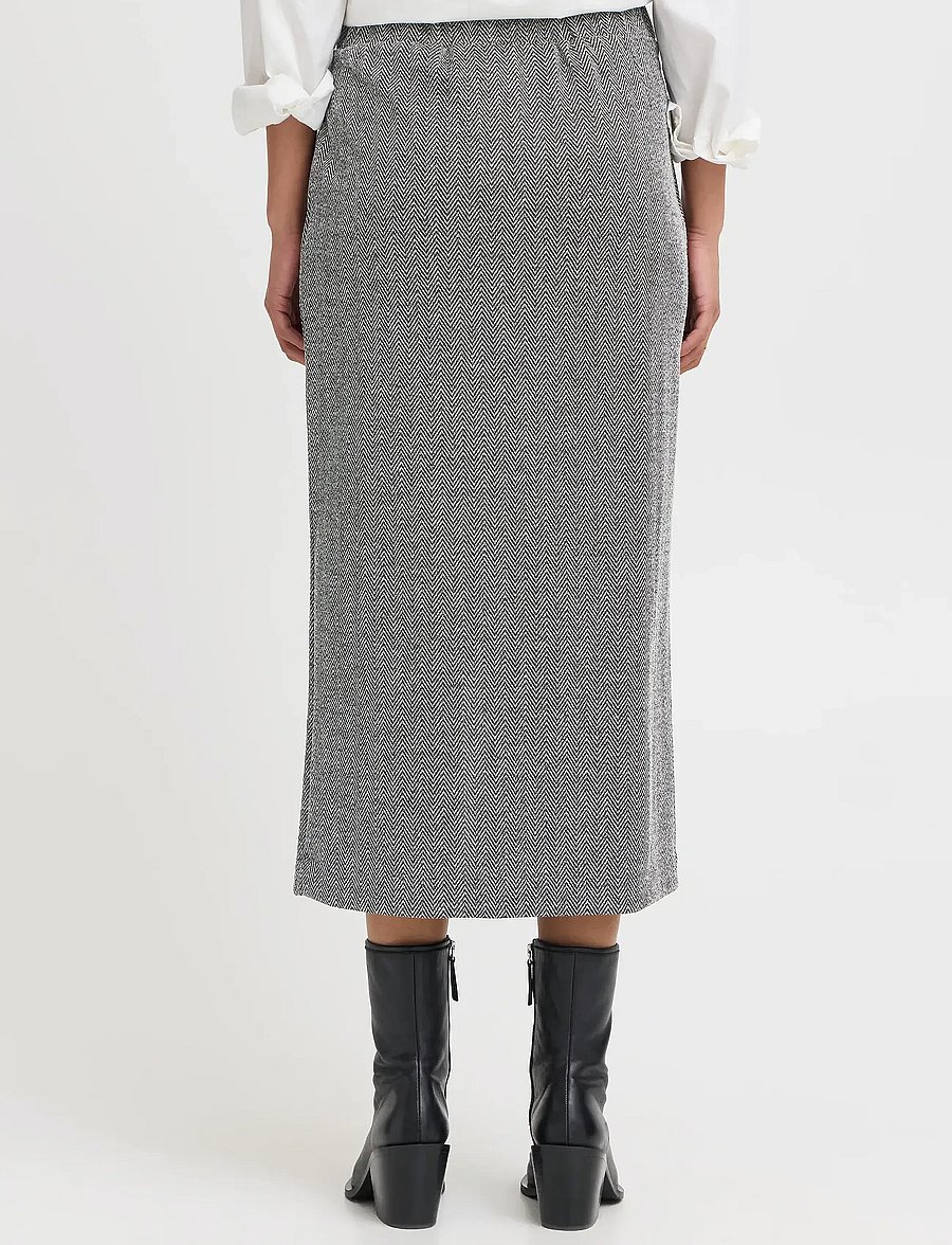 ICHI - IHKATE JACQUARD LONG SK - midi-röcke - black/white herringbone - 4