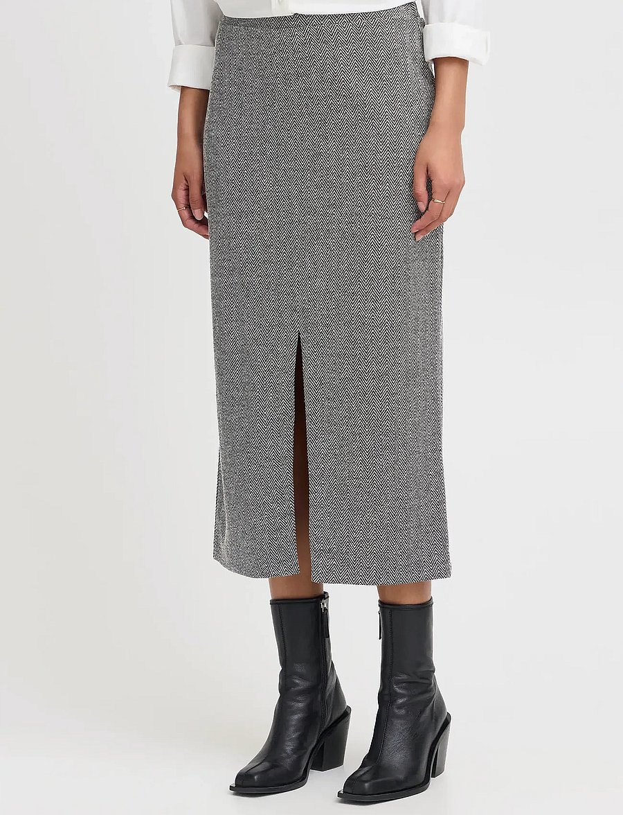 ICHI - IHKATE JACQUARD LONG SK - midi-röcke - black/white herringbone - 5