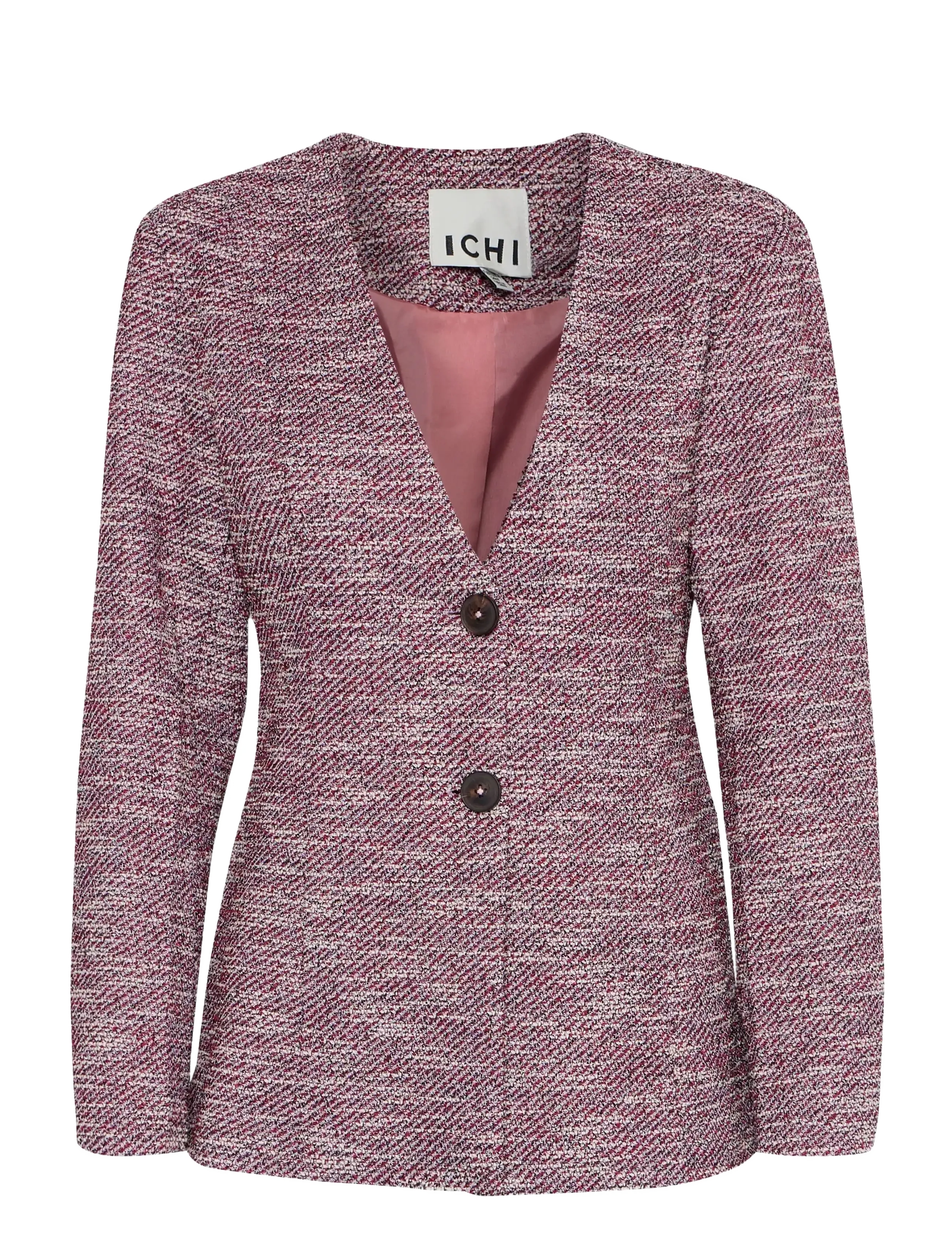 ICHI IHKATE CHECLÉ BL2 - Blazere - PINK BERRY BOUCLÉ / burgundy