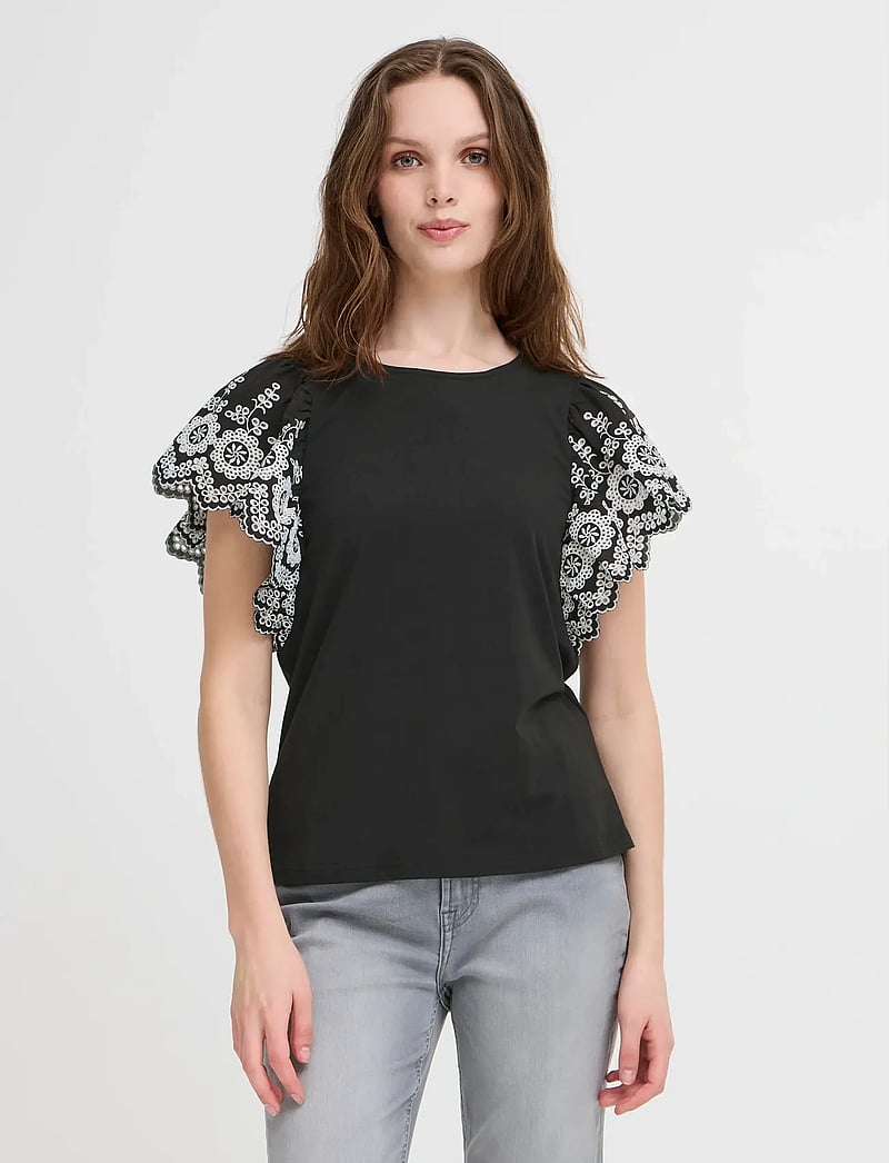 ICHI - IHMALUI SS - kurzämlige blusen - black - 4