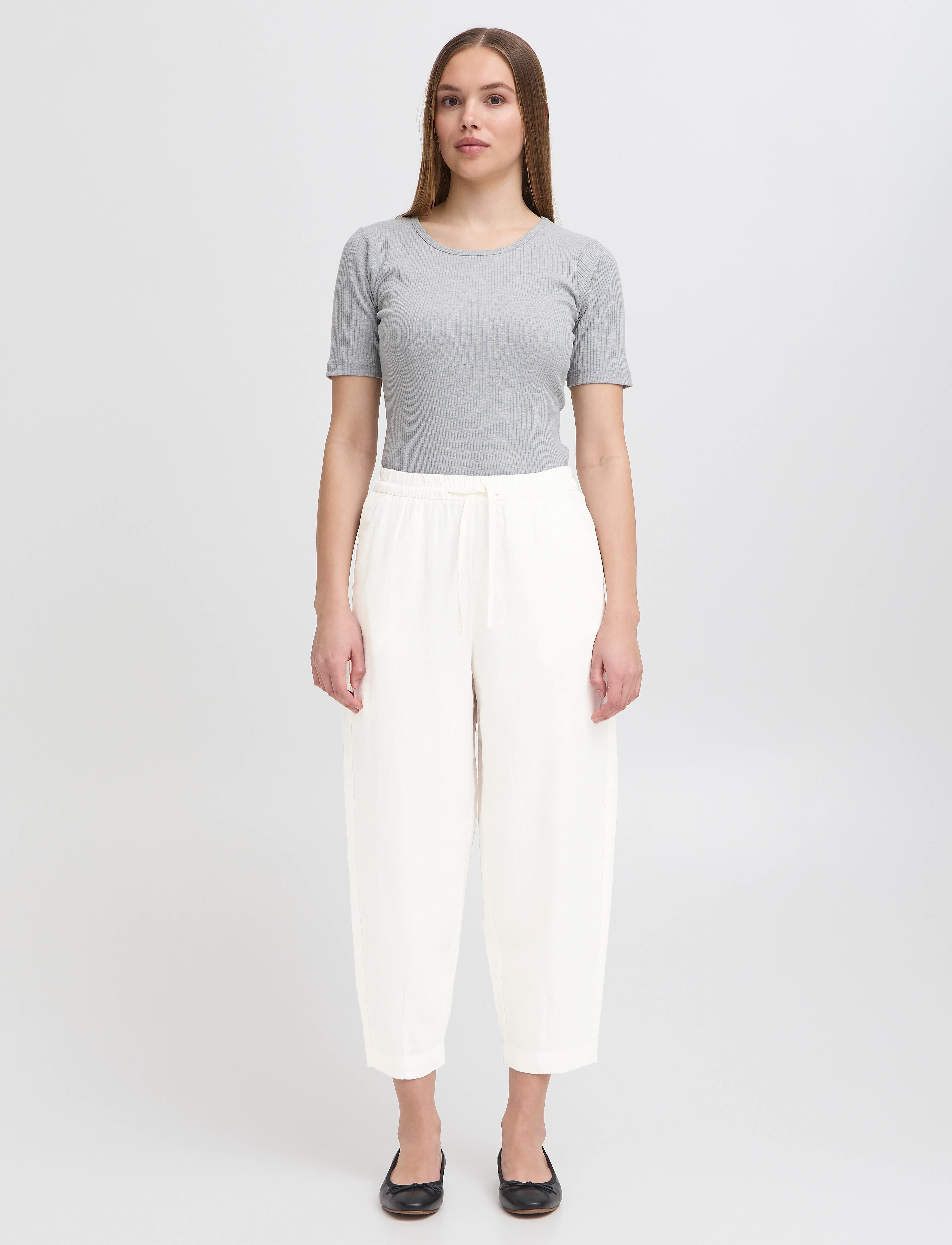 ICHI Ihlinno Pa Barrel, 34, Trousers, Weiß - Straight Leg, Frauen