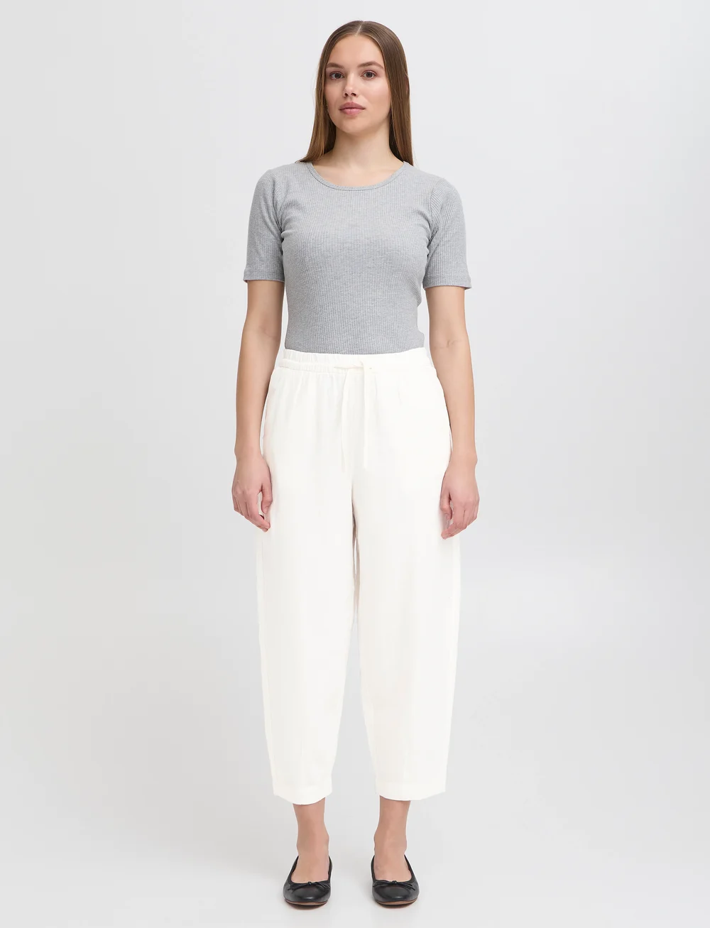 ICHI - IHLINNO PA BARREL - linen trousers - cloud dancer - 0