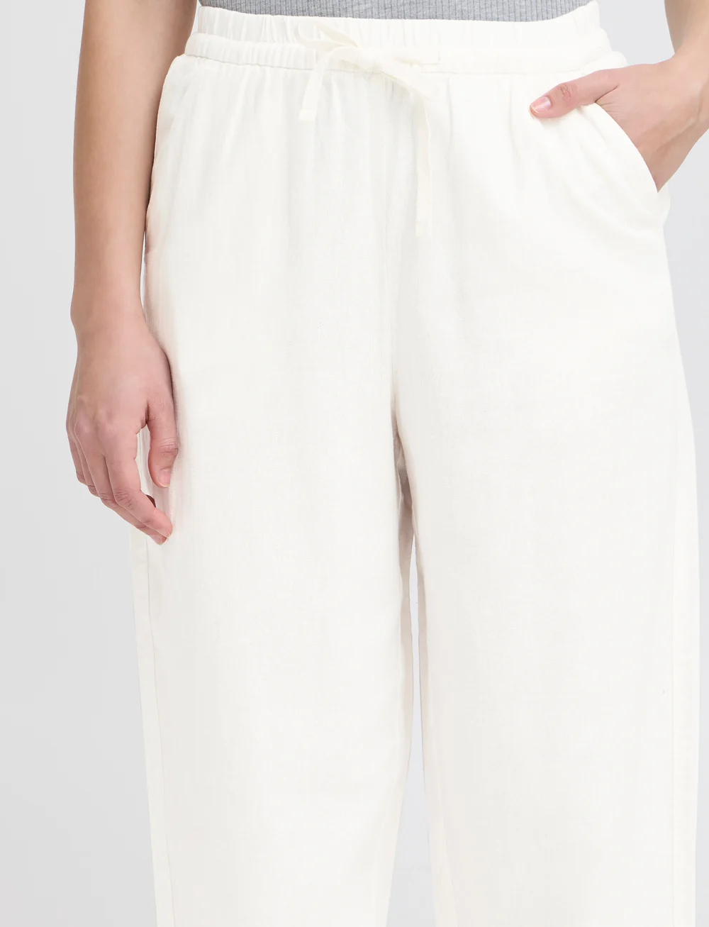 ICHI - IHLINNO PA BARREL - linen trousers - cloud dancer - 5