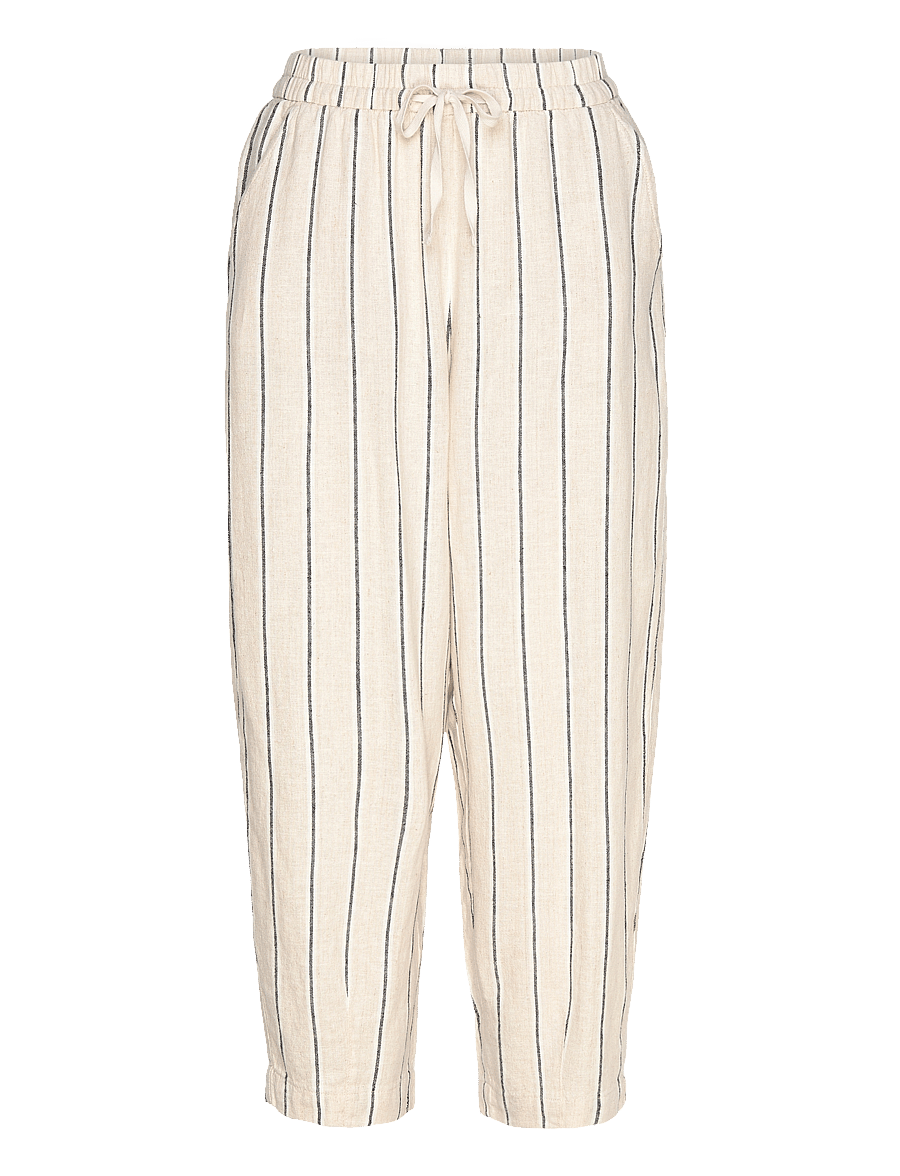 ICHI - IHLINNO PA BARREL - hosen mit geradem bein - natural ecru stripe - 0
