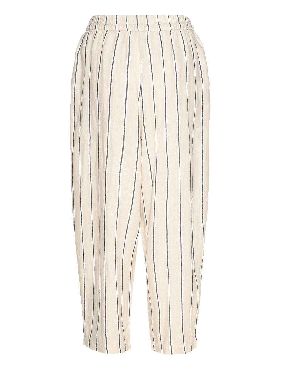 ICHI - IHLINNO PA BARREL - hosen mit geradem bein - natural ecru stripe - 1