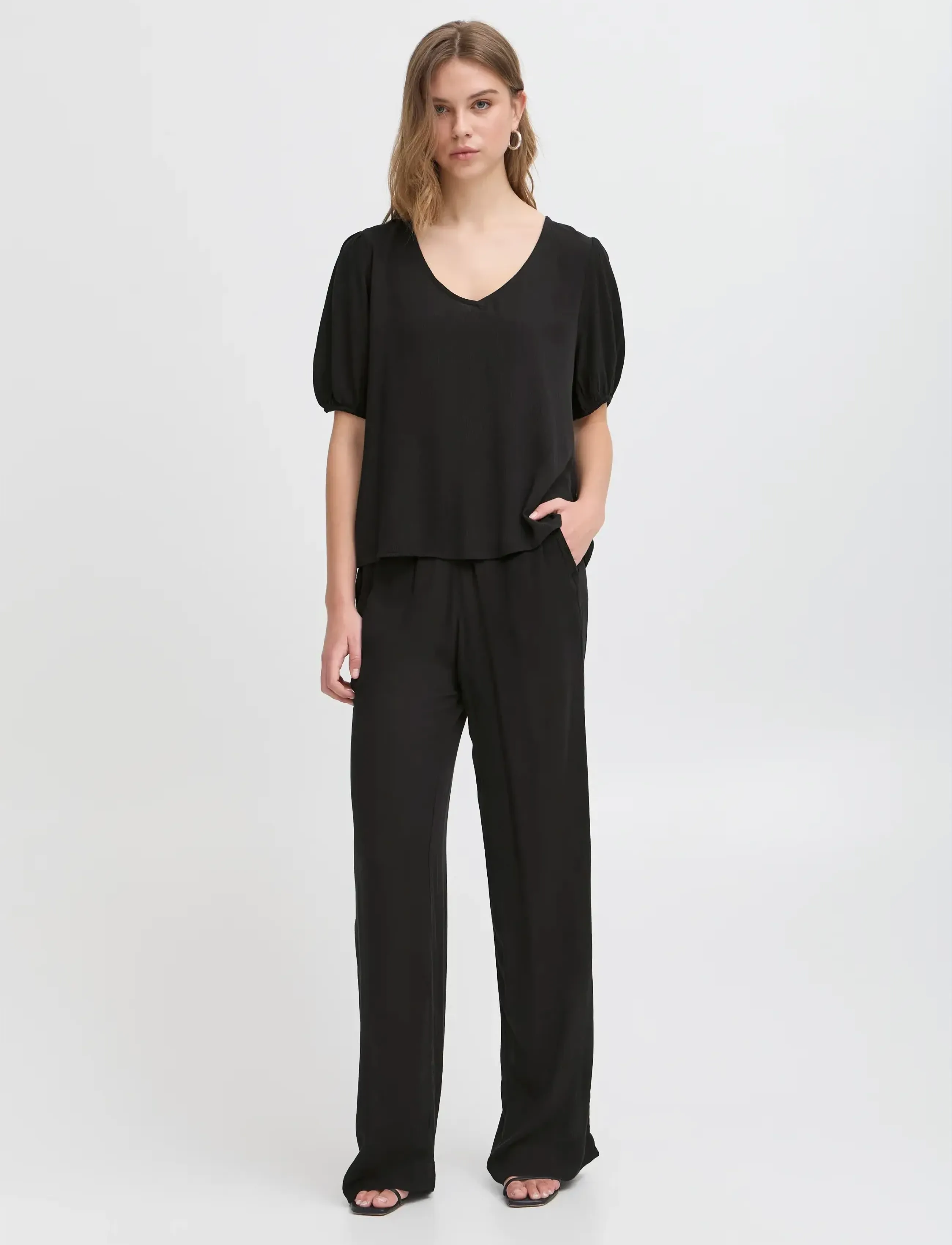 ICHI Ihmarrakech So Ss15, S, Black, Bluser > Kortærmede, Dame