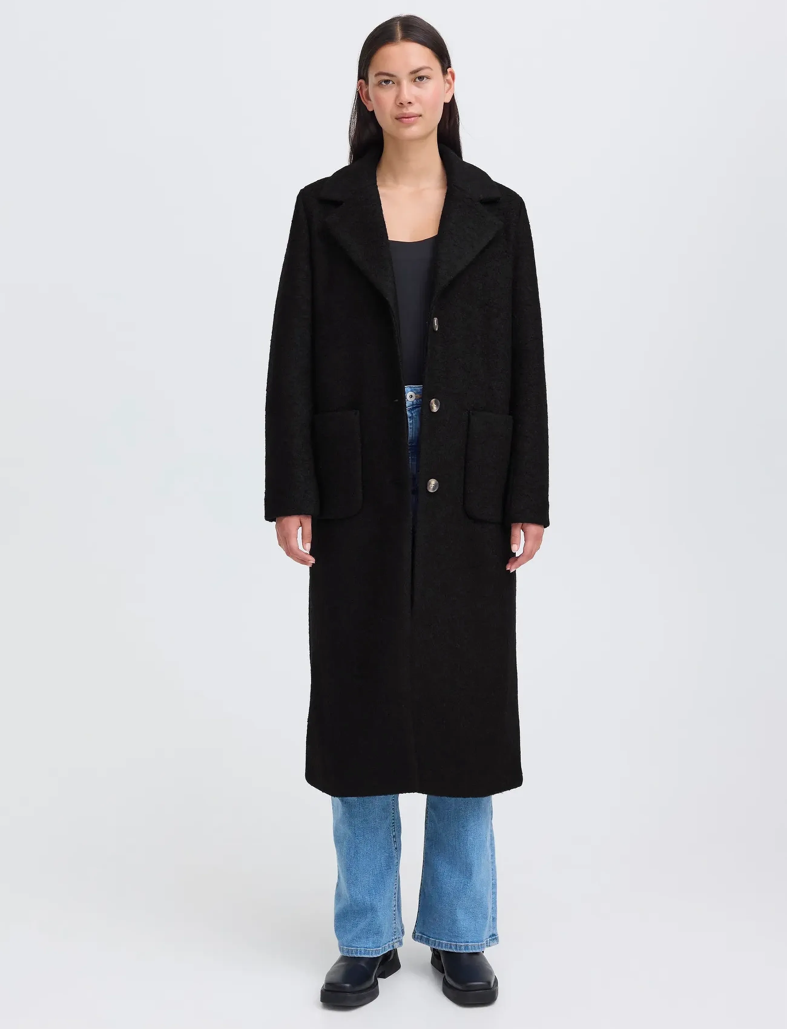 ICHI Ihstipa Ja6, 38, Black, Frakker > Uldfrakker, Dame