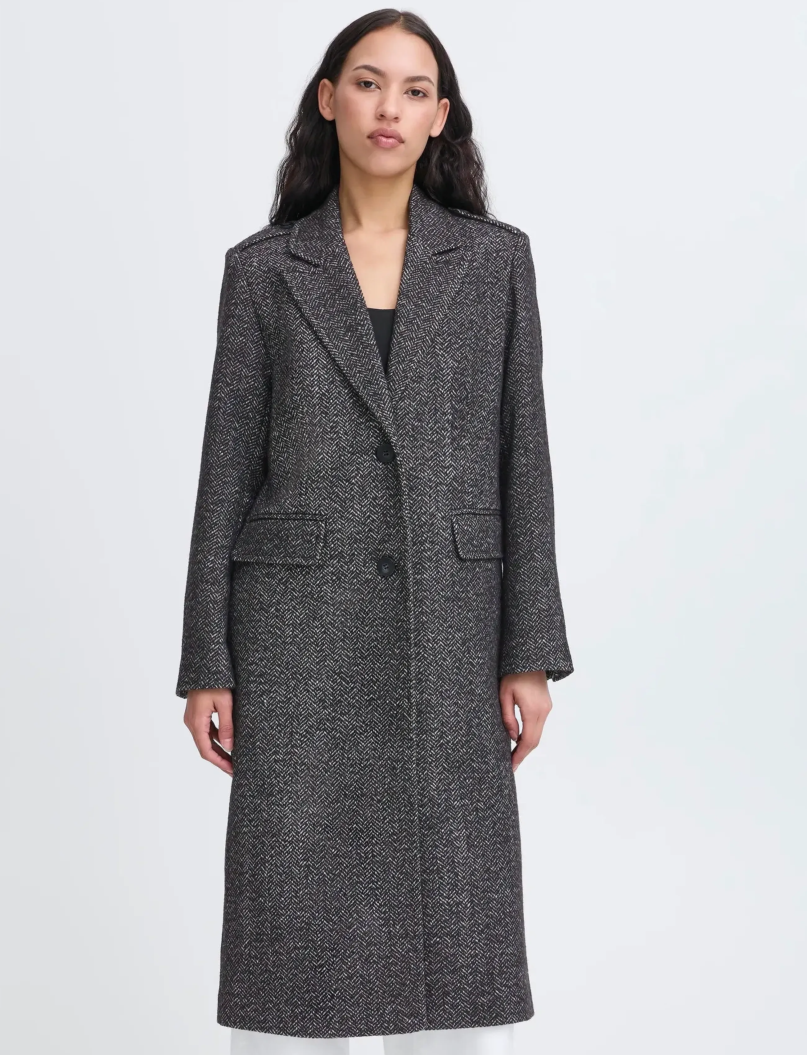 ICHI - IHEMMALU JA4 - trench coats - black herringbone structure - 4