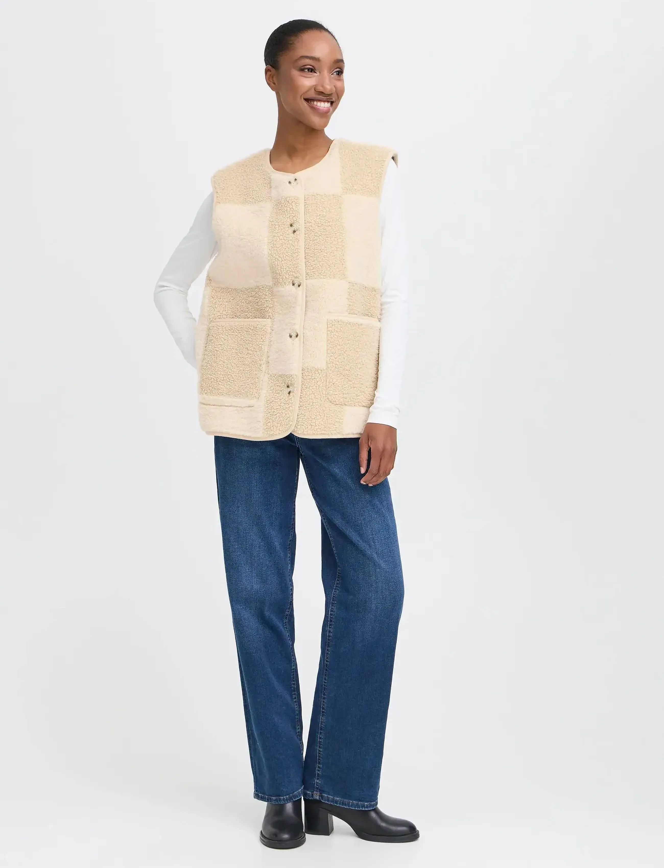 ICHI Ihtonza Wa, Kvinder, Ternet Teddyvest, Cream, Str: L