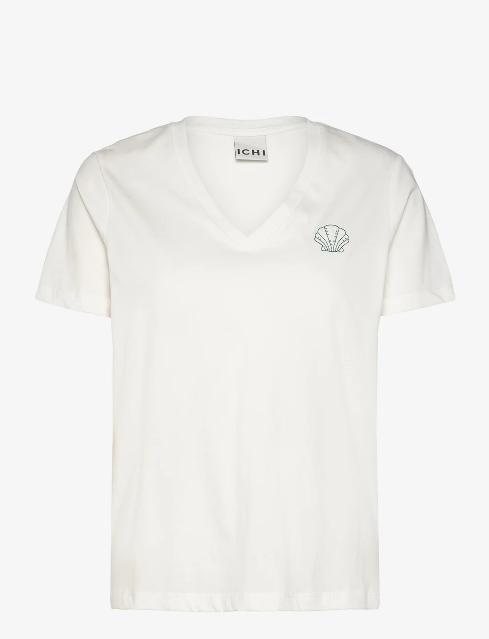ICHI - IHCAMINO VSS2 - t-shirts - cloud dancer w. pine green - 0