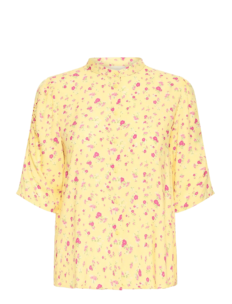 ICHI - IHVERA SH23 - short-sleeved blouses - mellow yellow flower - 1